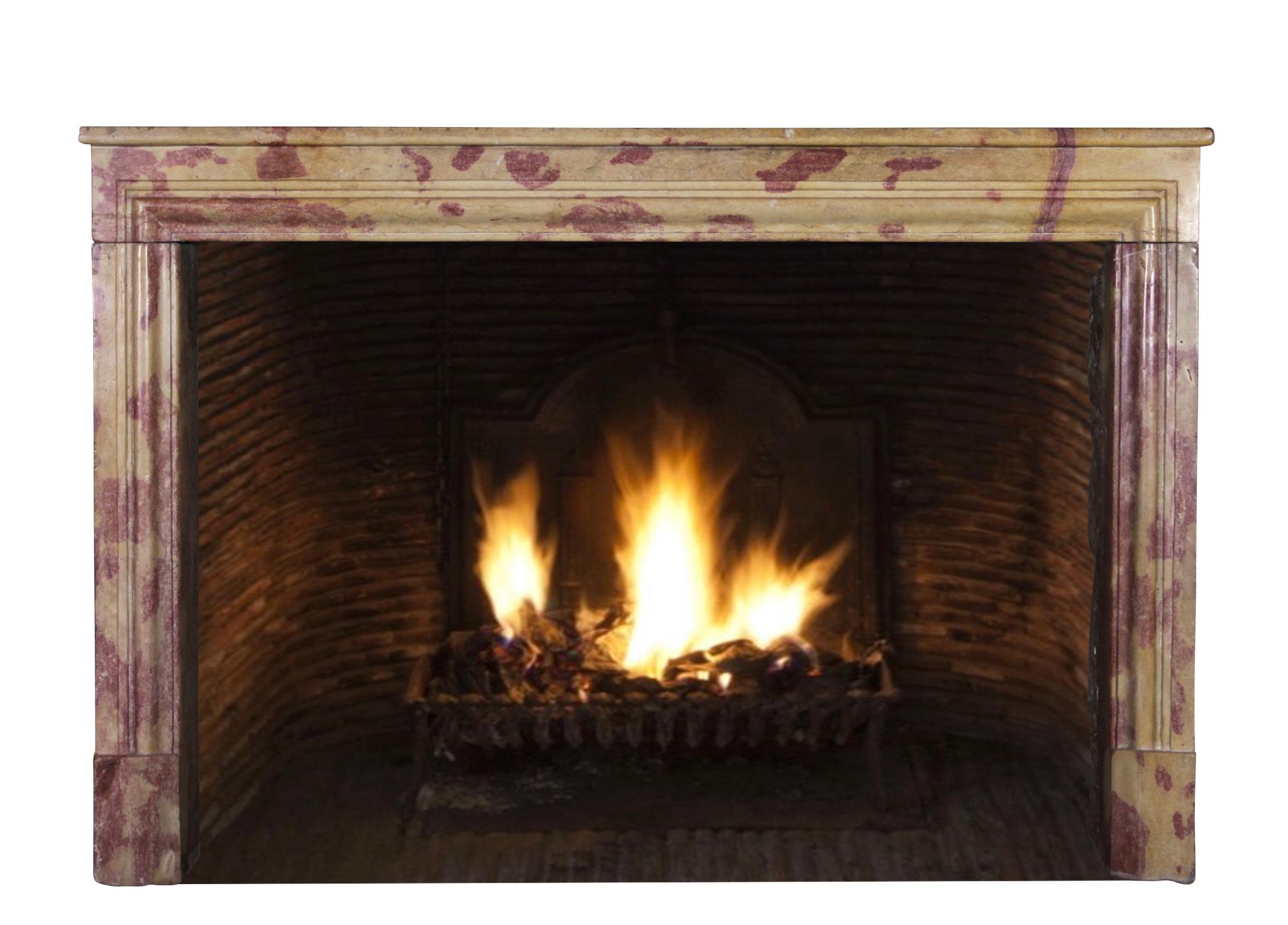 19th Century Burgundy Bicolor Antique Fireplace Mantel 6