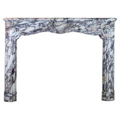 19th Century Original Antique Fireplace in Breche Violet Marble