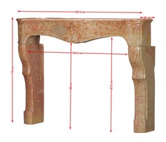 Mid-18th Century French Régence Burgundy Stone Fireplace Surround