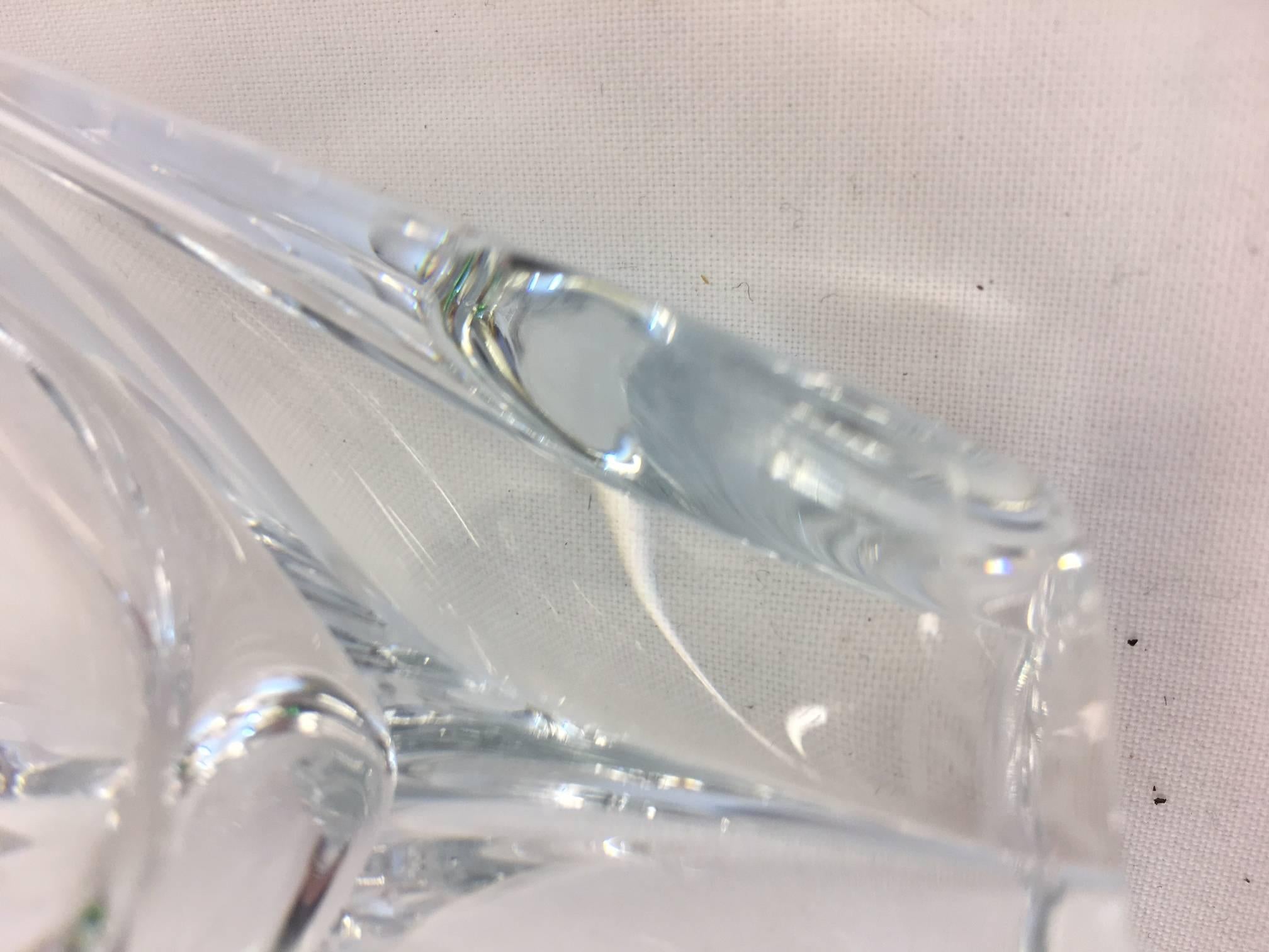 Modern Daum Crystal Free Form Vase, Laser Signed For Sale