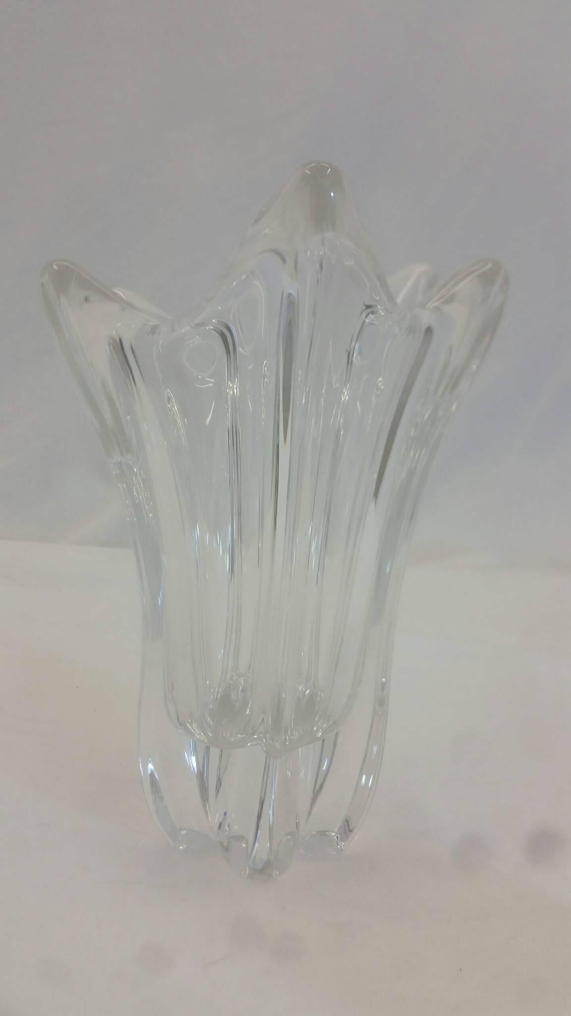Lovely Daum vase, heavy crystal, laser signed at the bottom of the vase.