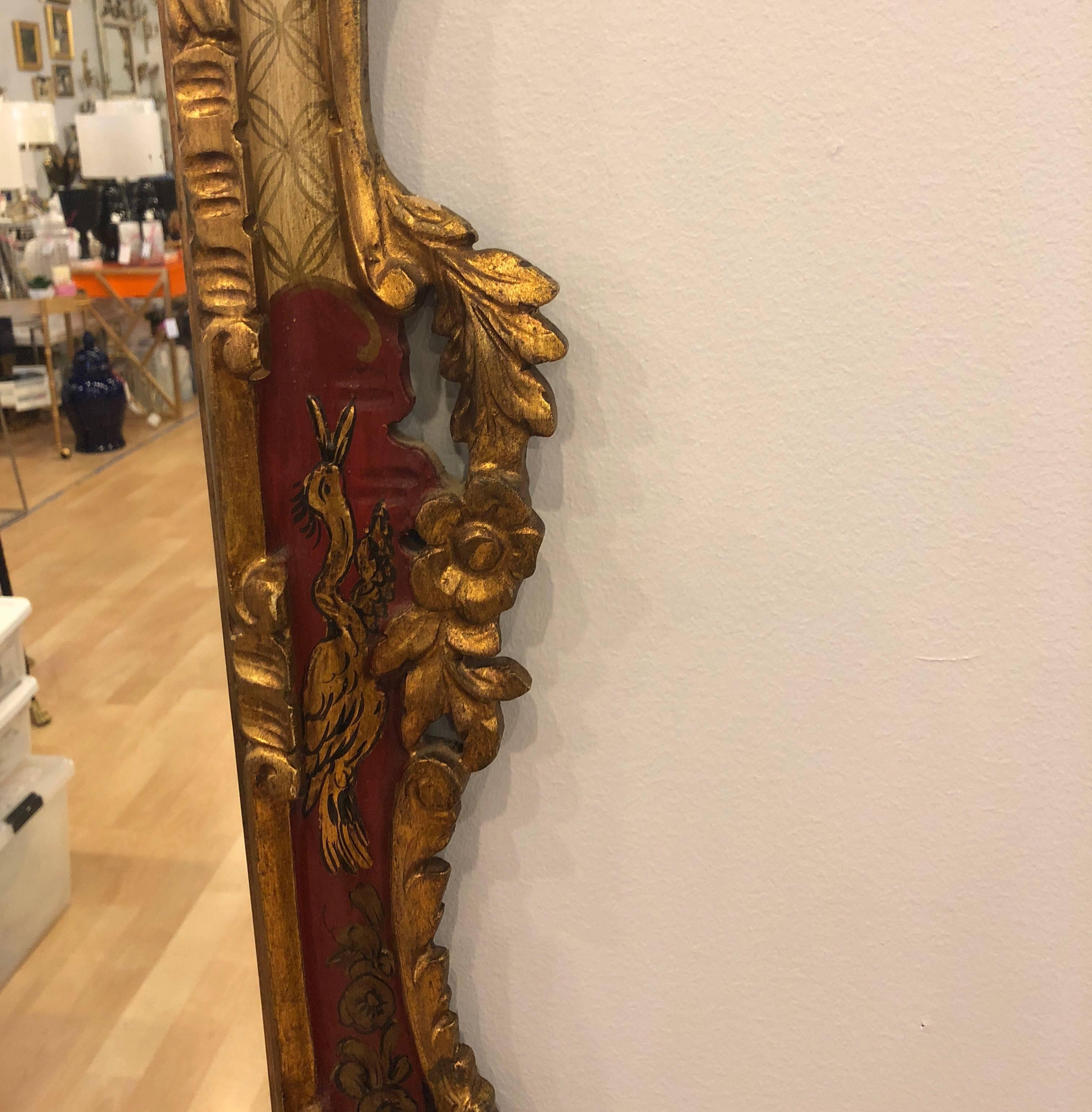 Late 20th Century Chinoiserie and Gilt Italian Wooden Mirror For Sale