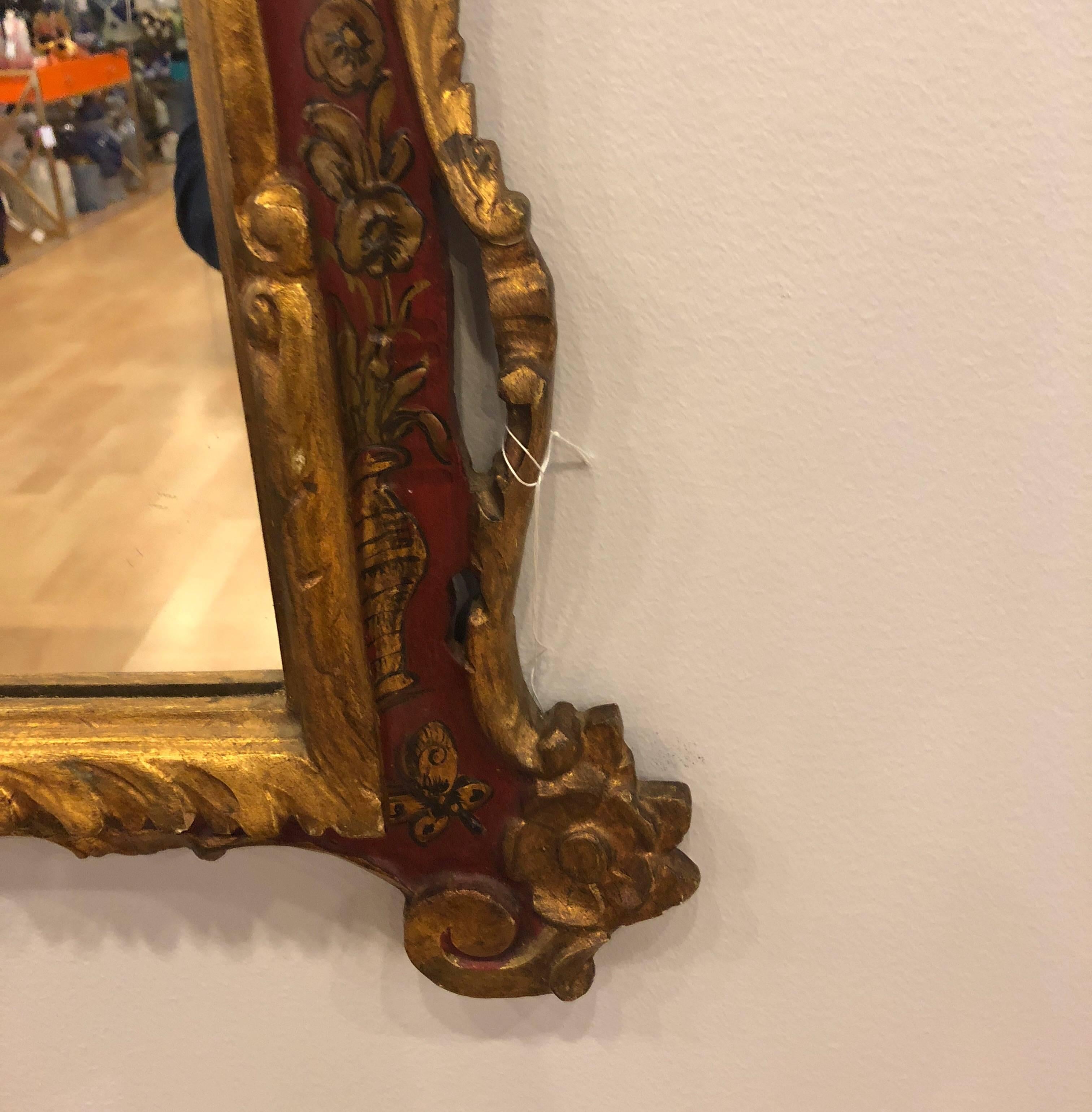 Chinoiserie and Gilt Italian Wooden Mirror For Sale 1