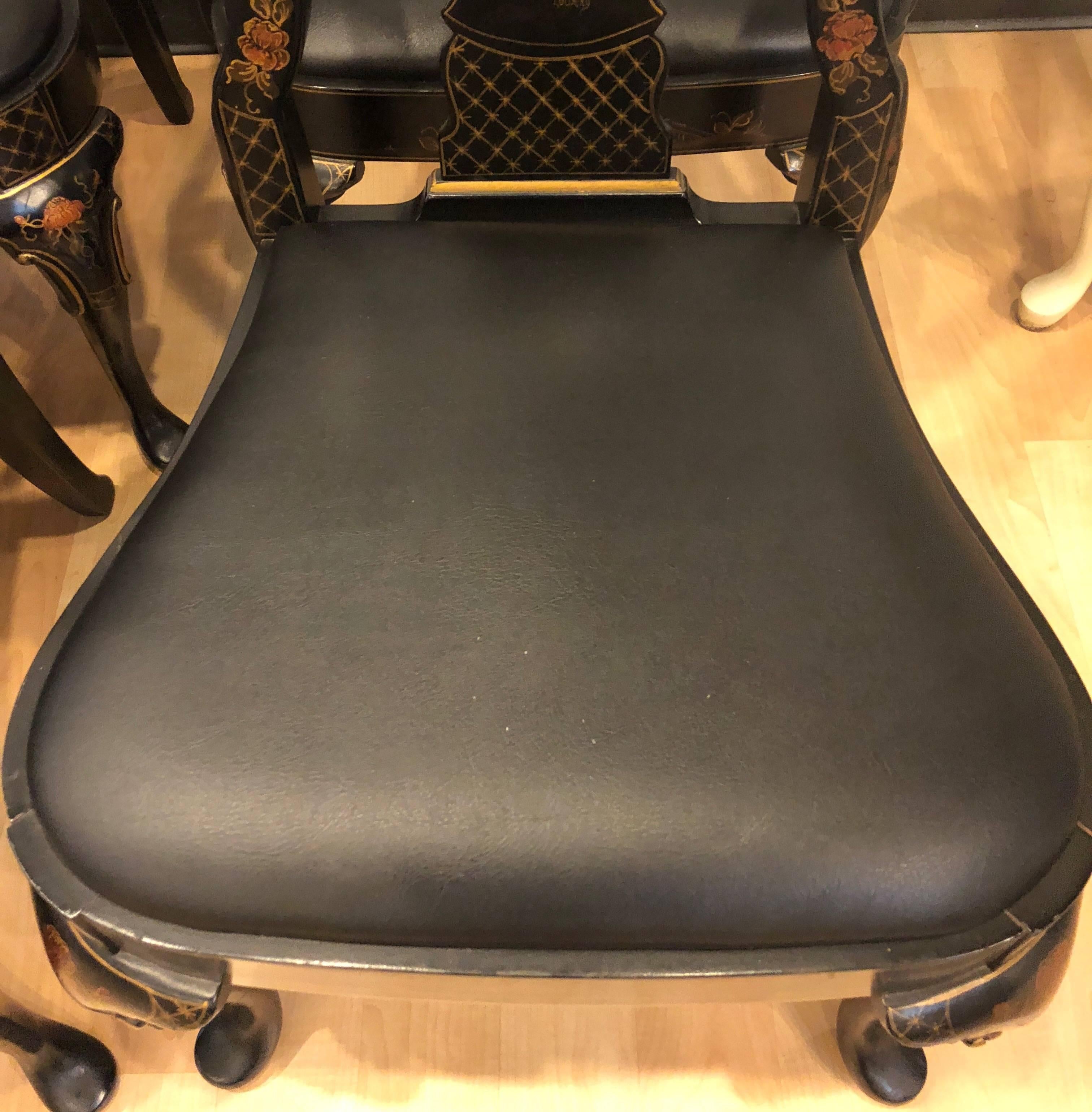 American Drexel Heritage Chinoiserie Dining Room Chairs, Set of Six For Sale