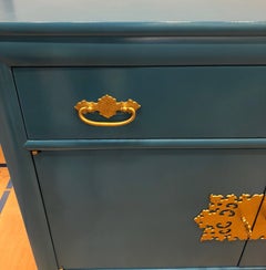 Century Asiatic Blue Lacquered Asian Inspired Cabinet