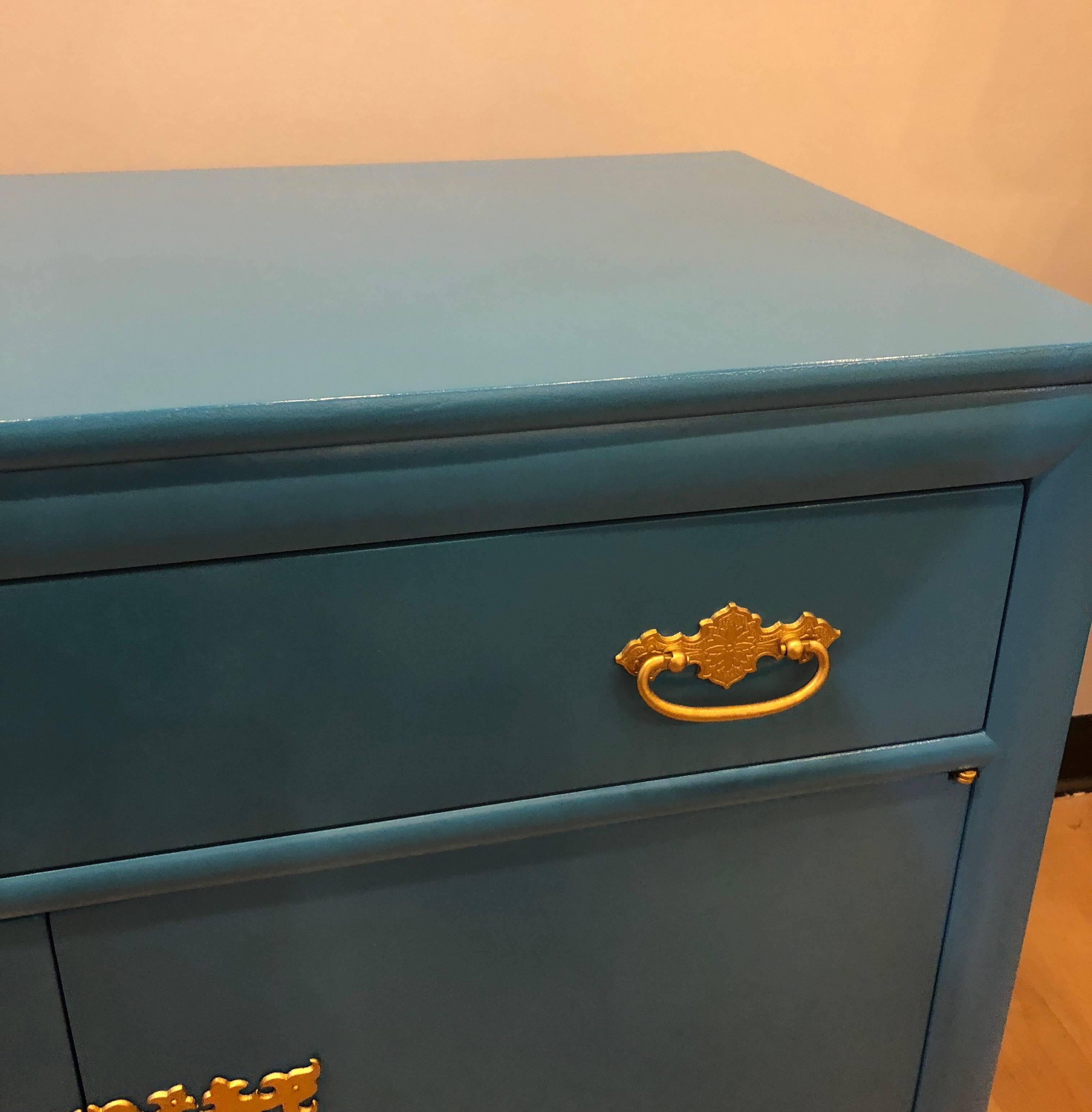 American Century Asiatic Blue Lacquered Asian Inspired Cabinet For Sale
