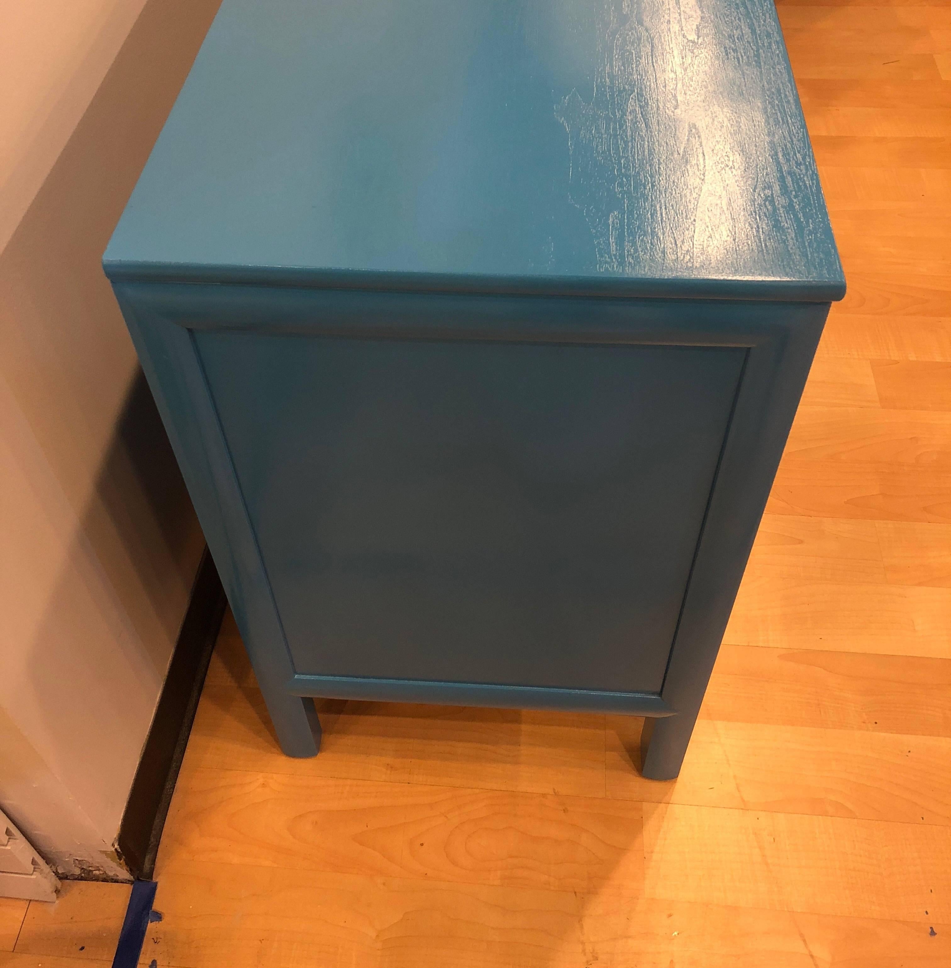 Century Asiatic Blue Lacquered Asian Inspired Cabinet For Sale 3