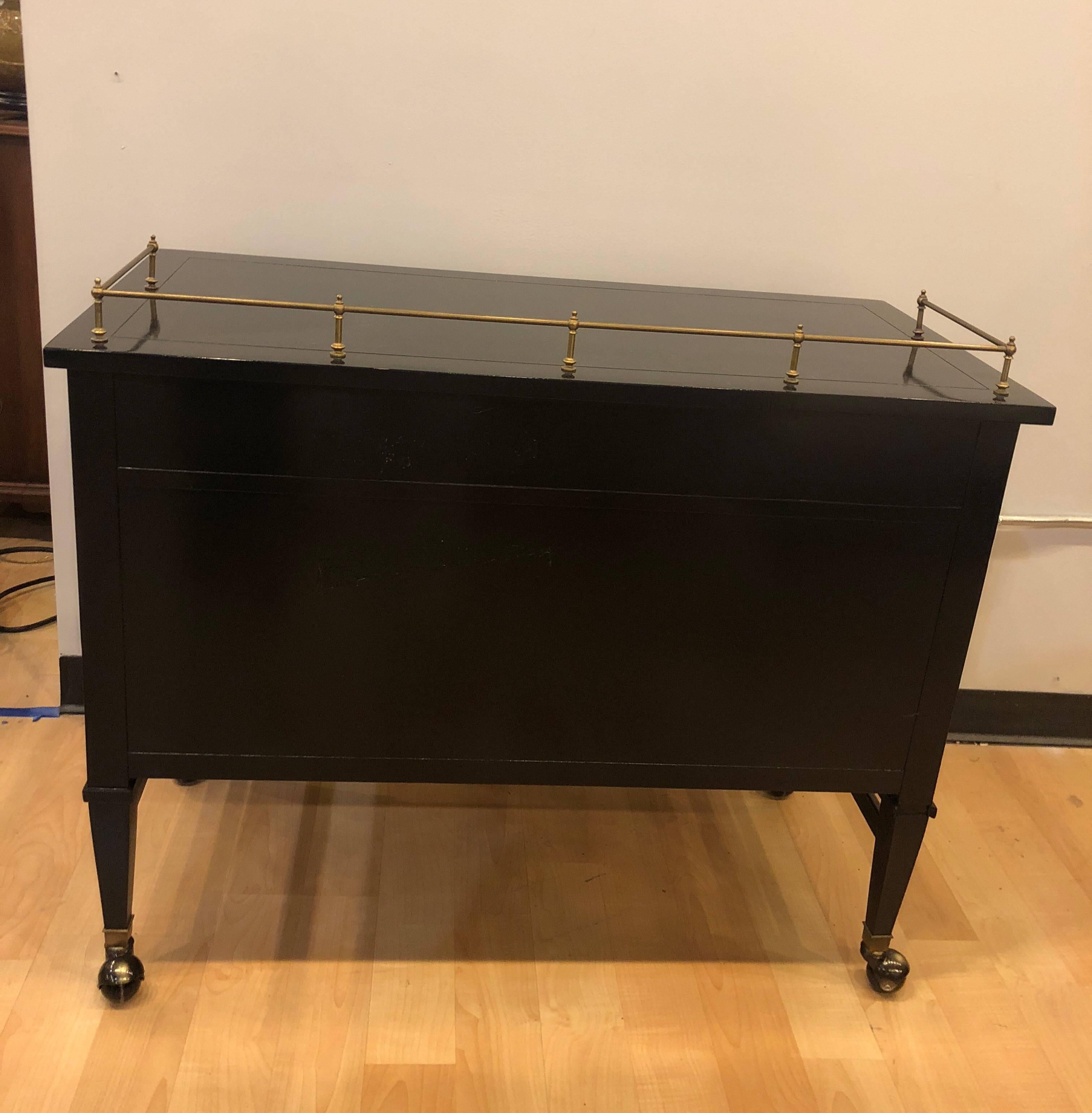 Drexel Black Lacquered Wheeled Barcart or Server 3