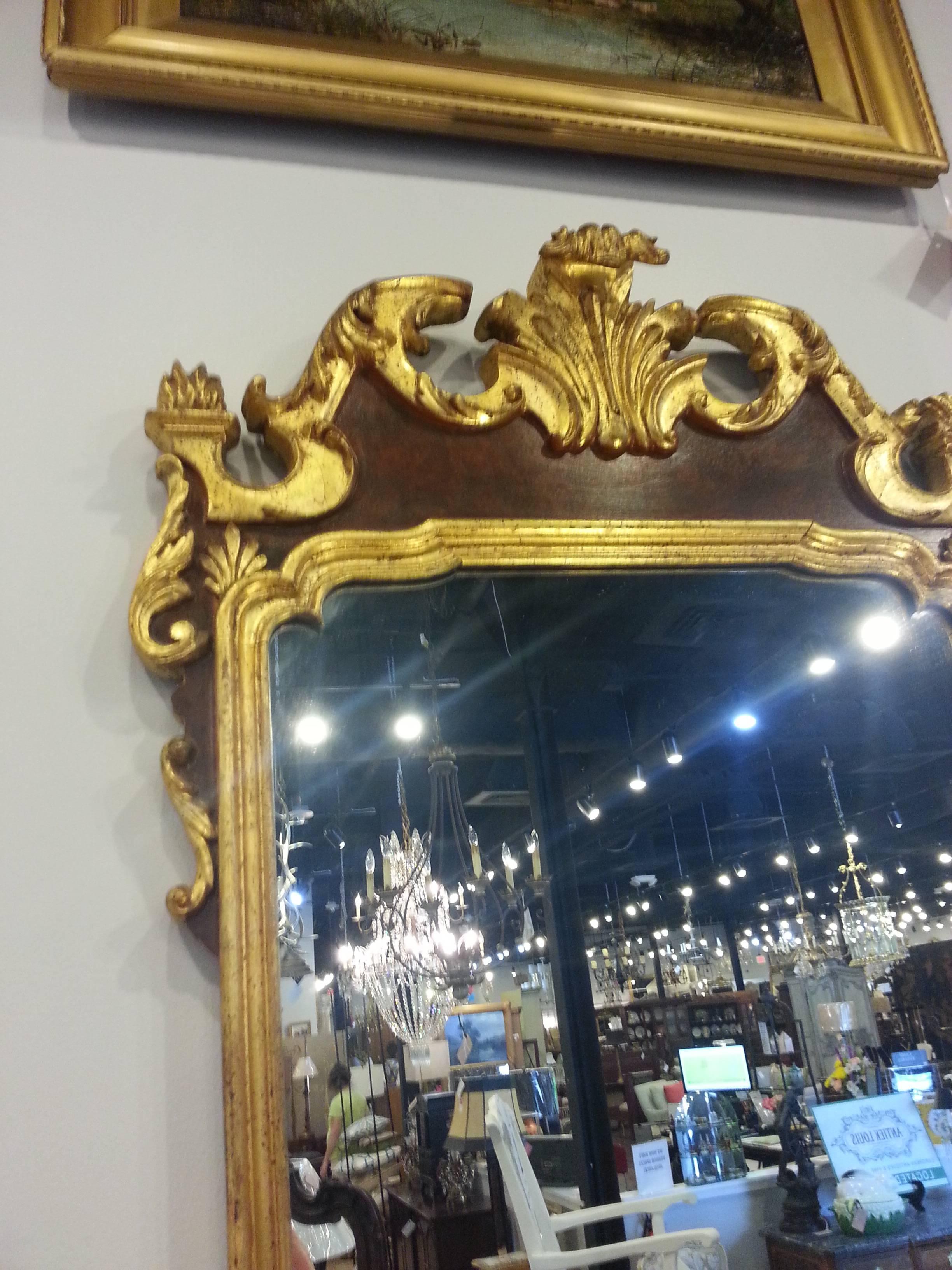 American LaBarge Gilt and Brown Wood Regency Mirror For Sale