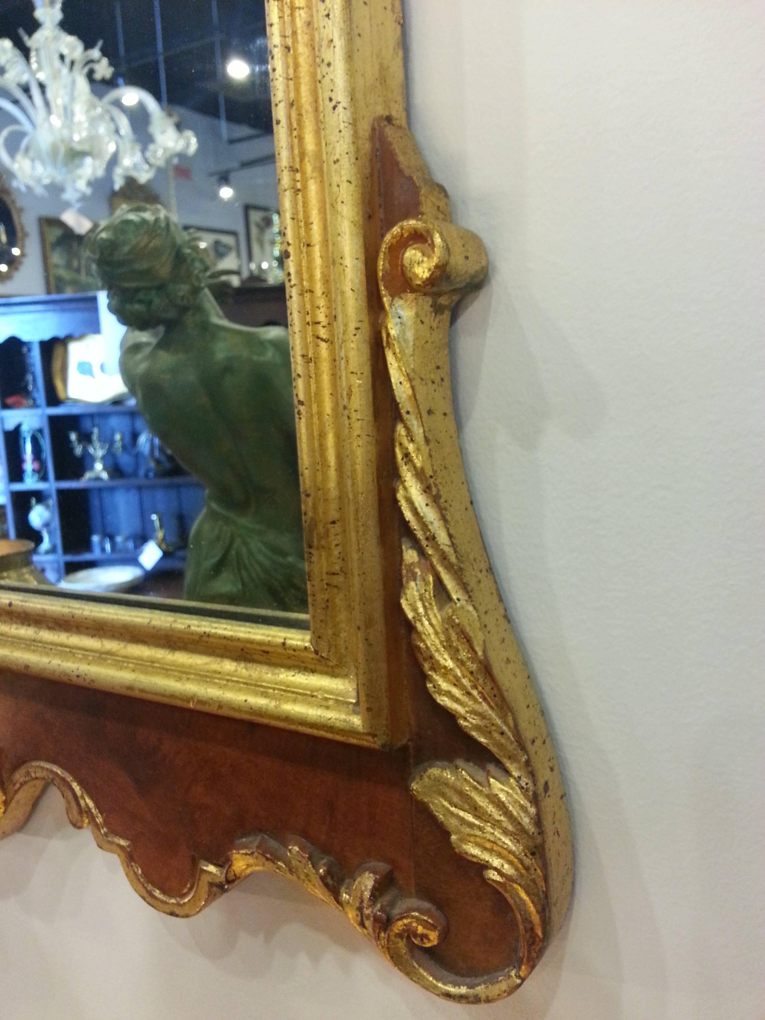 LaBarge Gilt and Brown Wood Regency Mirror In Excellent Condition For Sale In Raleigh, NC