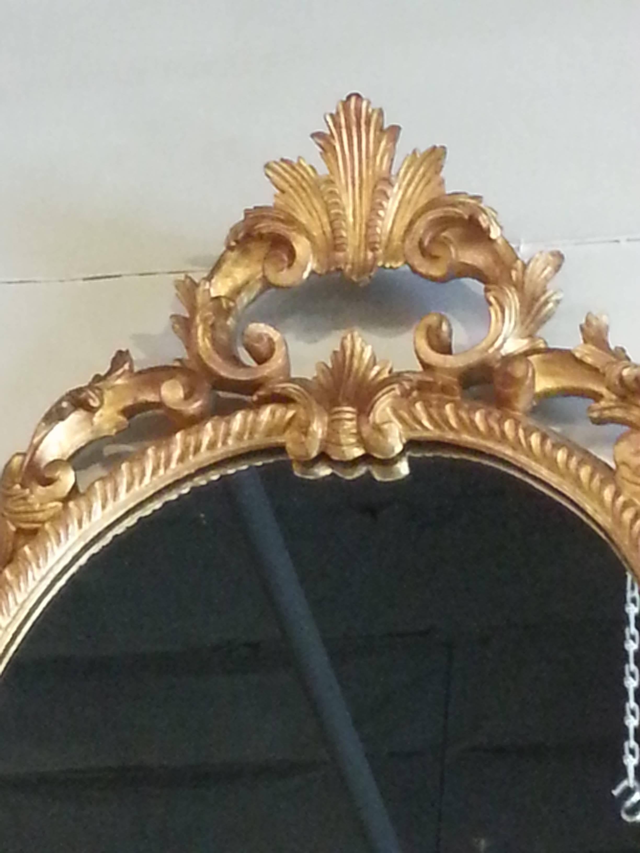 Rococo Italian Hand-Painted Carved Wooden Mirror