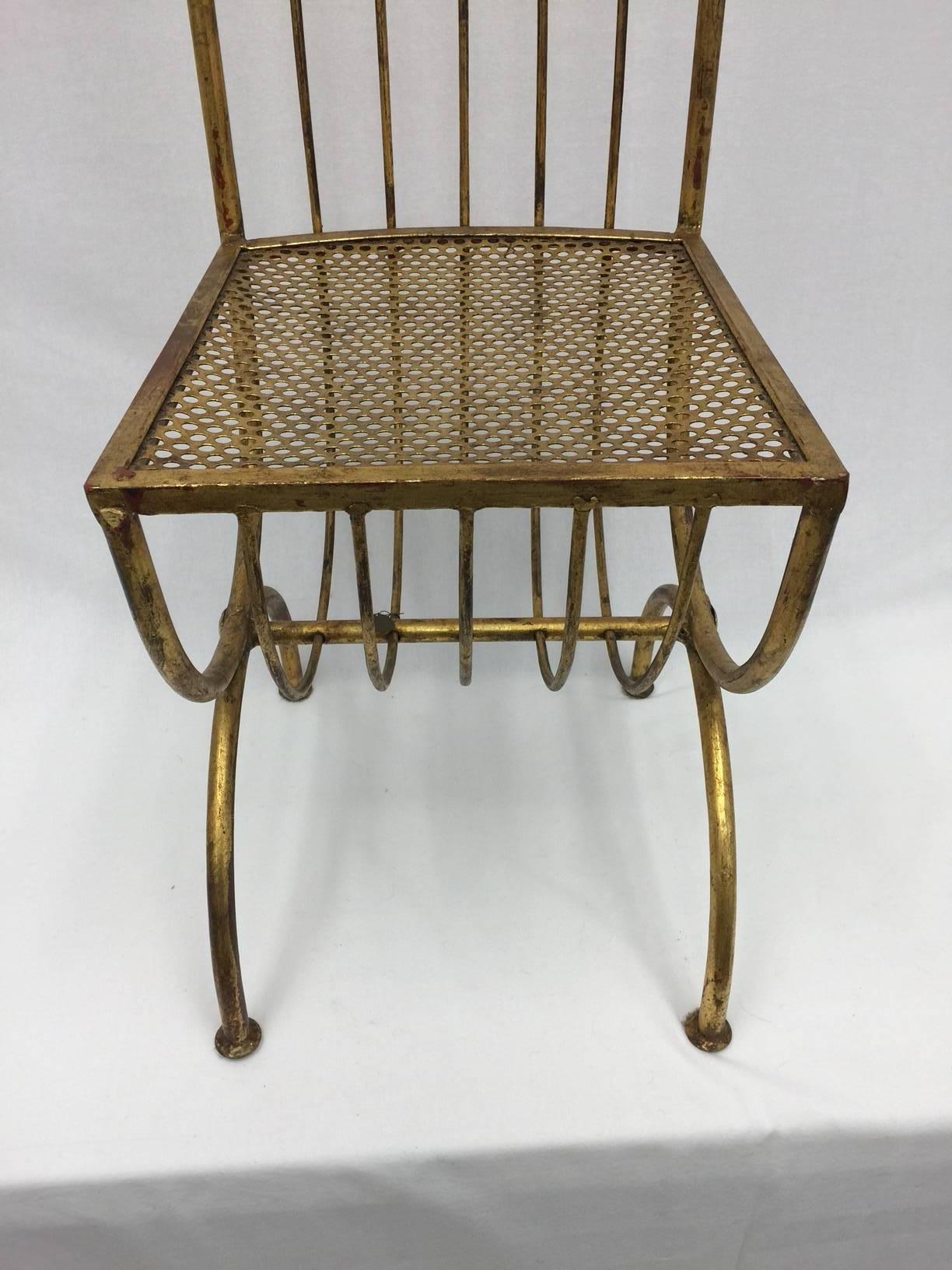 Hollywood Regency S. Salvadori 1960's Italian Gilt/Gold Finish Chair Mid Century Modern For Sale