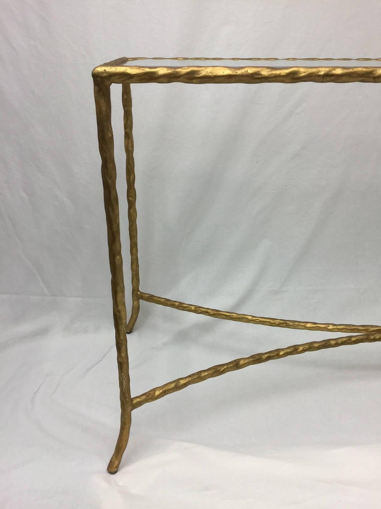 American Currey and Co Gold Rope Metal Console Table