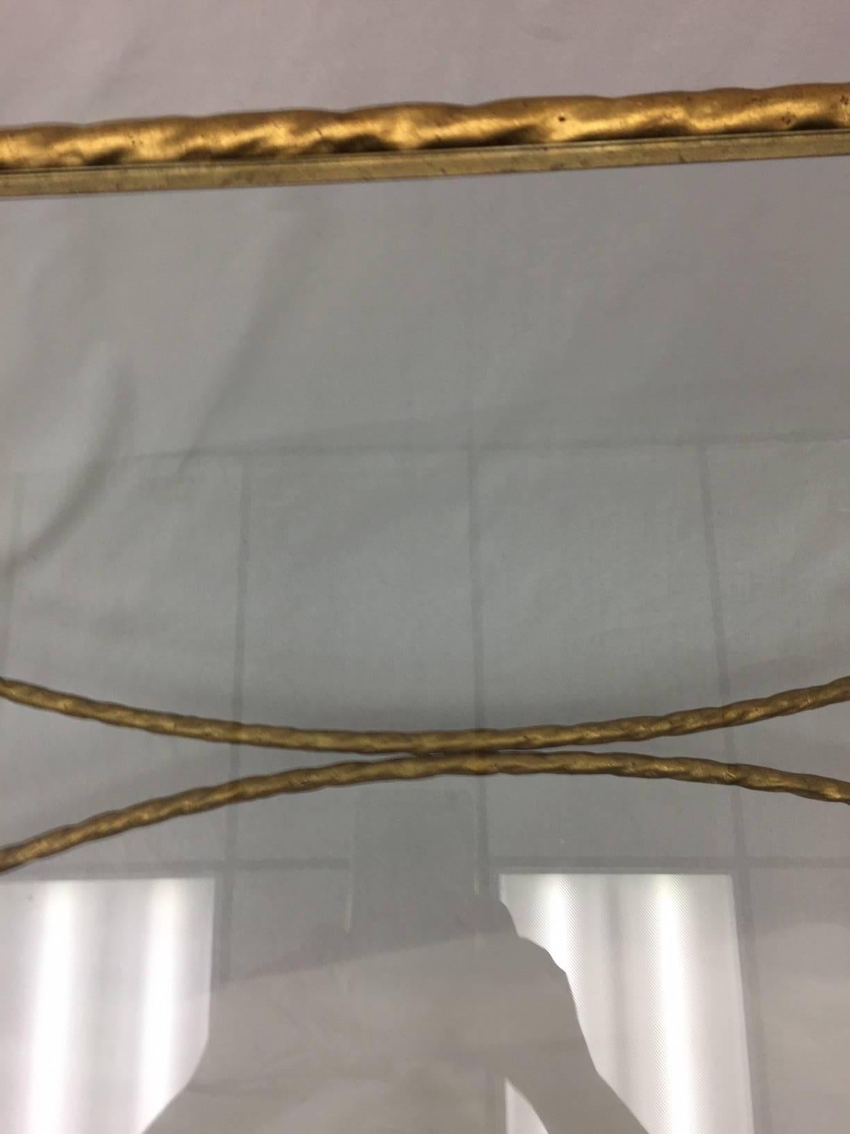 Currey and Co Gold Rope Metal Console Table In Excellent Condition In Raleigh, NC
