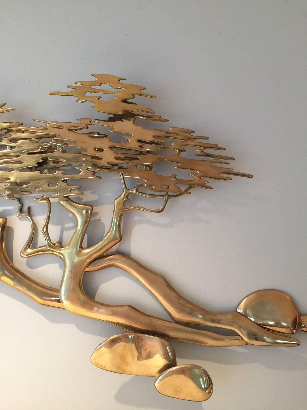 Brutalist Bijan Brass Wall Sculpture, Mid-Century