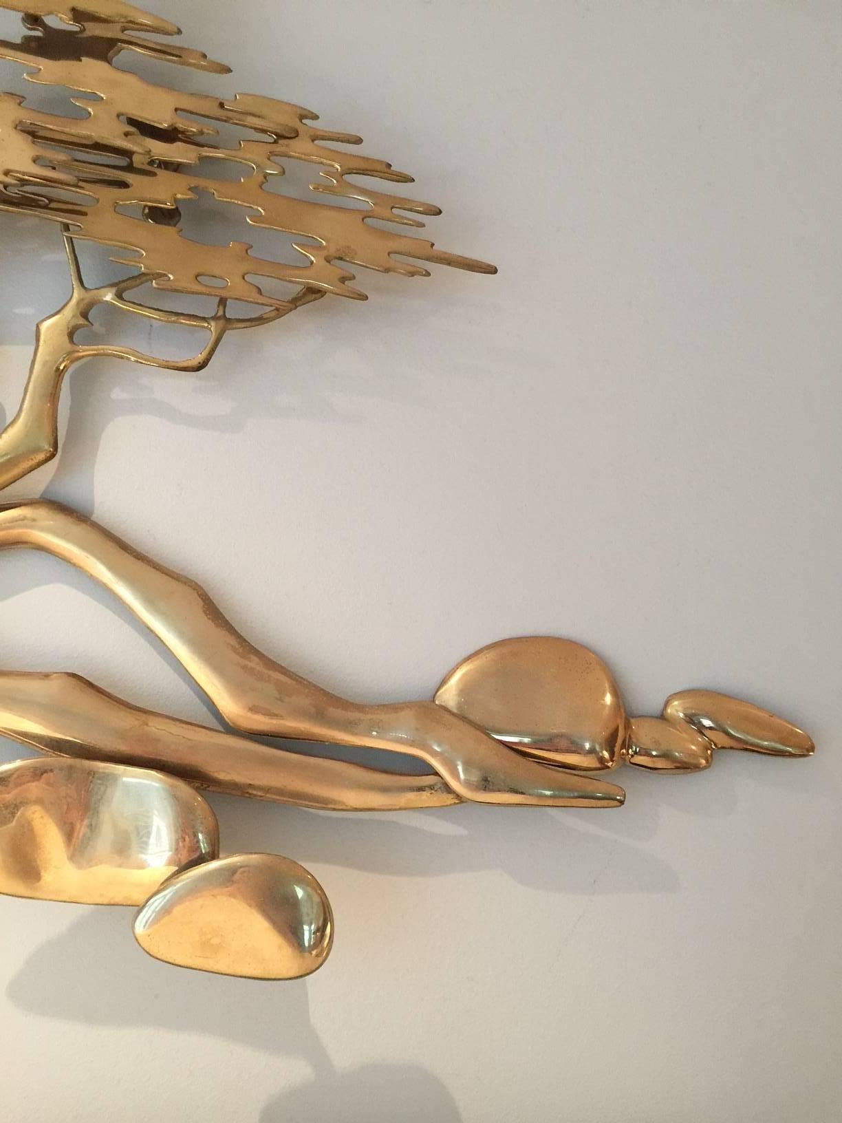 American Bijan Brass Wall Sculpture, Mid-Century