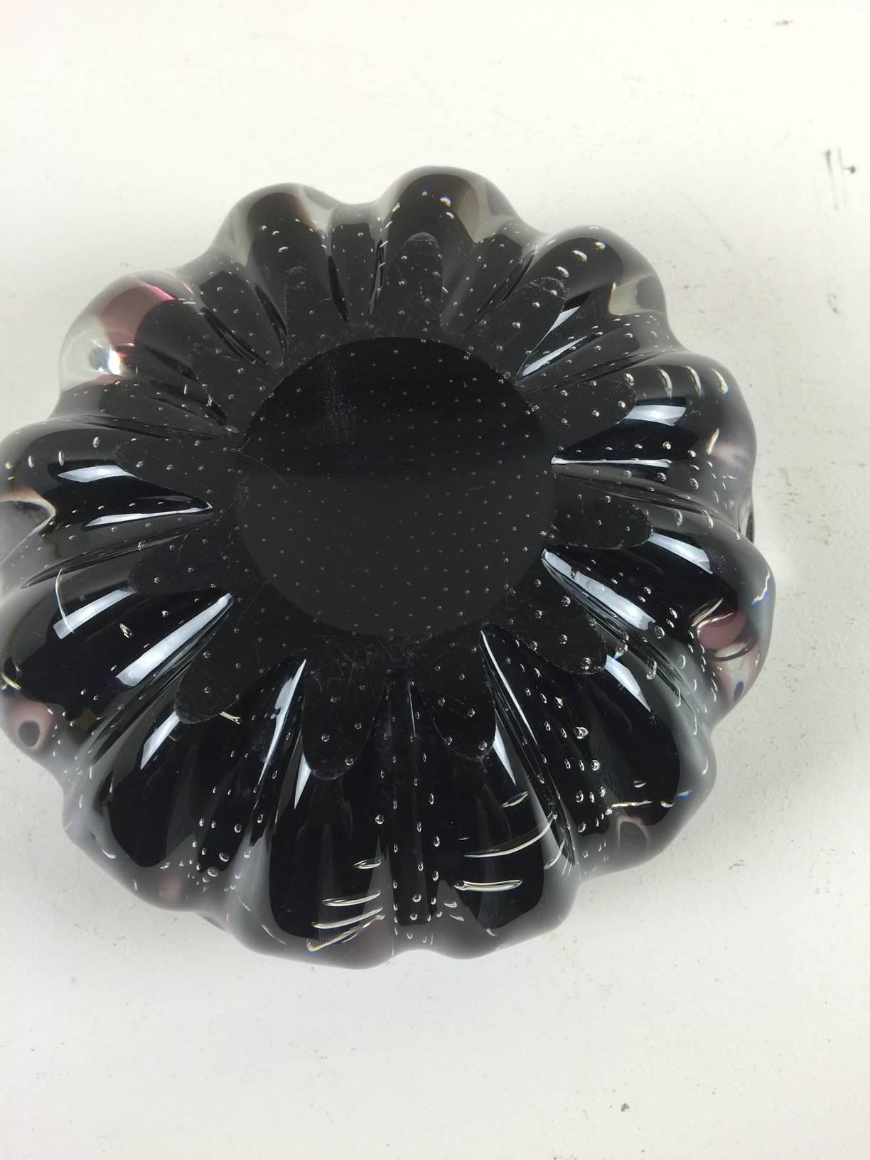 Mid-Century Modern Deep Purple Murano Ashtray with Controlled Bubbles