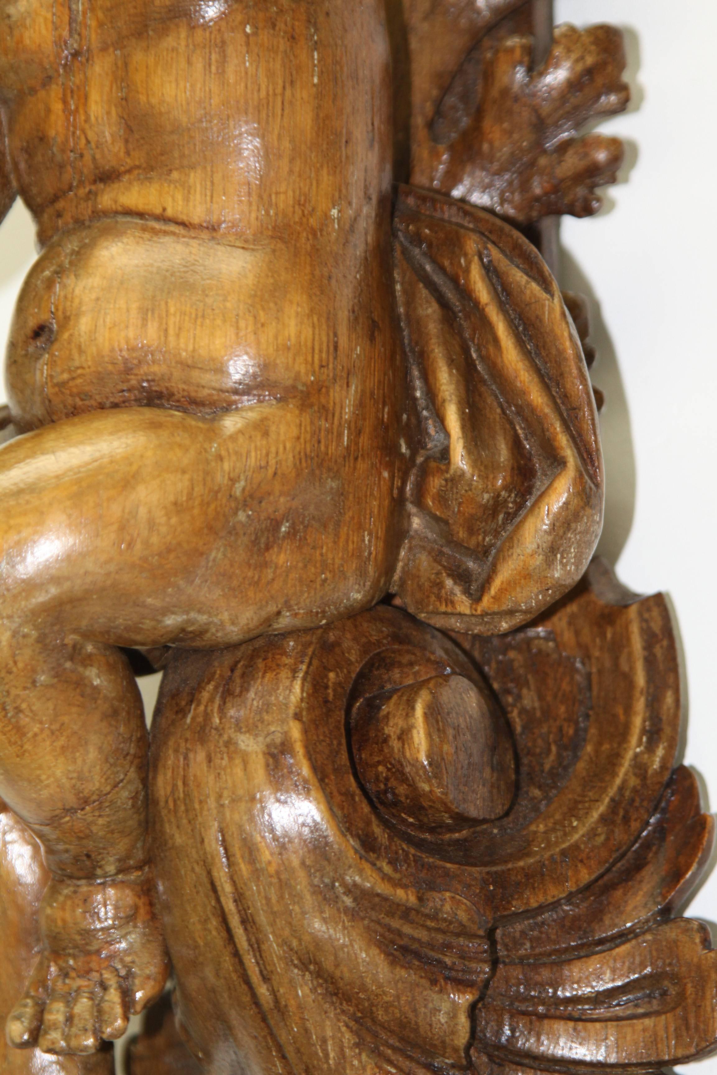 19th Century Italian Wooden Angel or Cherub For Sale 1