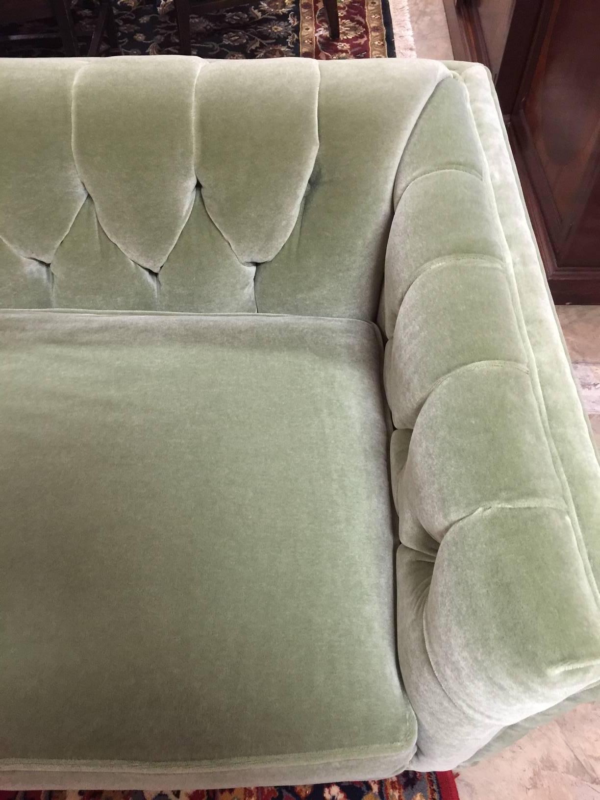 Mid-Century Modern Tufted MCM Sofa in Gorgeous Mohair