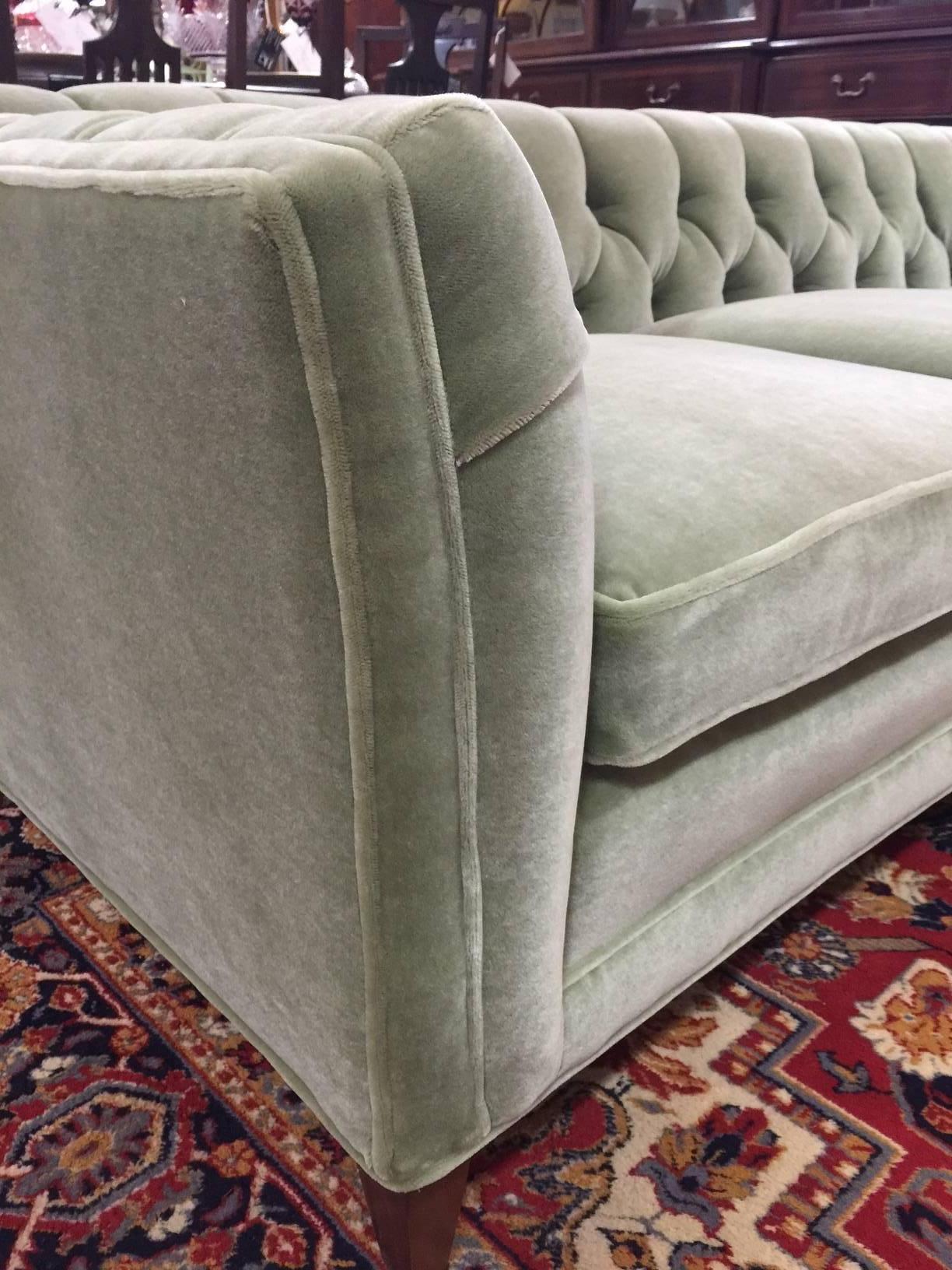 Mid-Century Modern Tufted MCM Sofa in Gorgeous Mohair