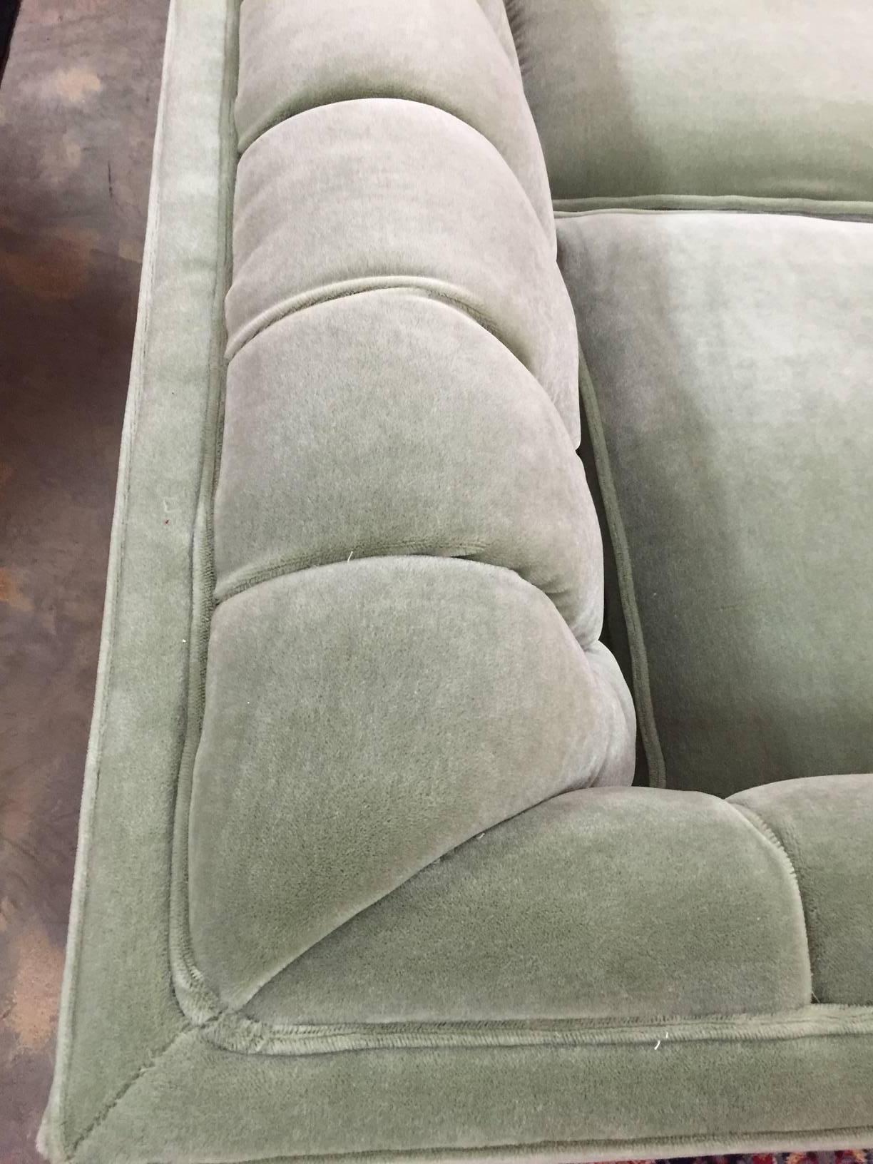 Tufted MCM Sofa in Gorgeous Mohair In Excellent Condition In Raleigh, NC