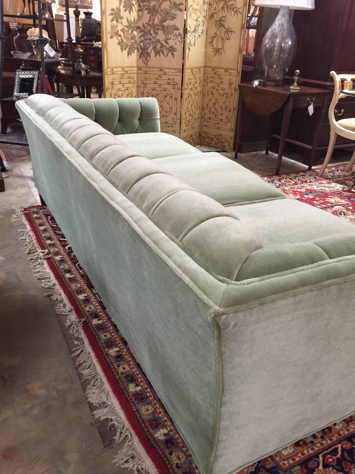 Tufted MCM Sofa in Gorgeous Mohair 1