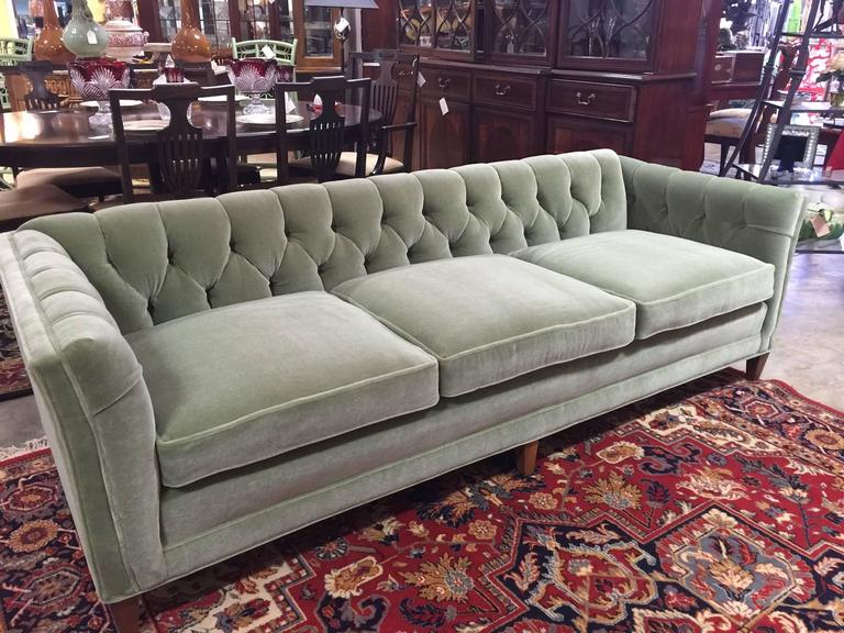 Tufted MCM Sofa in Gorgeous Mohair at 1stDibs