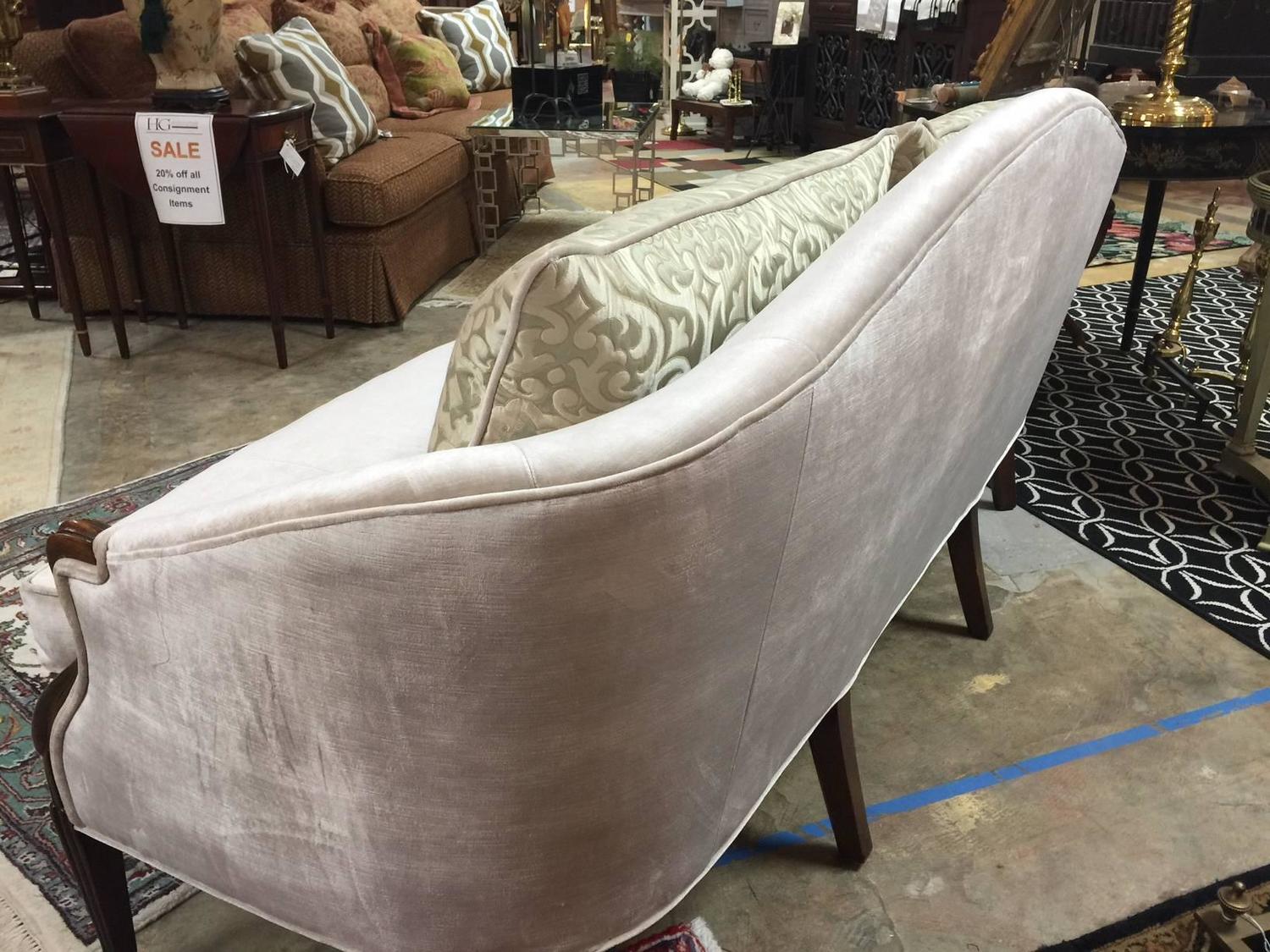 French Style Sofa in Champagne Velvet at 1stdibs