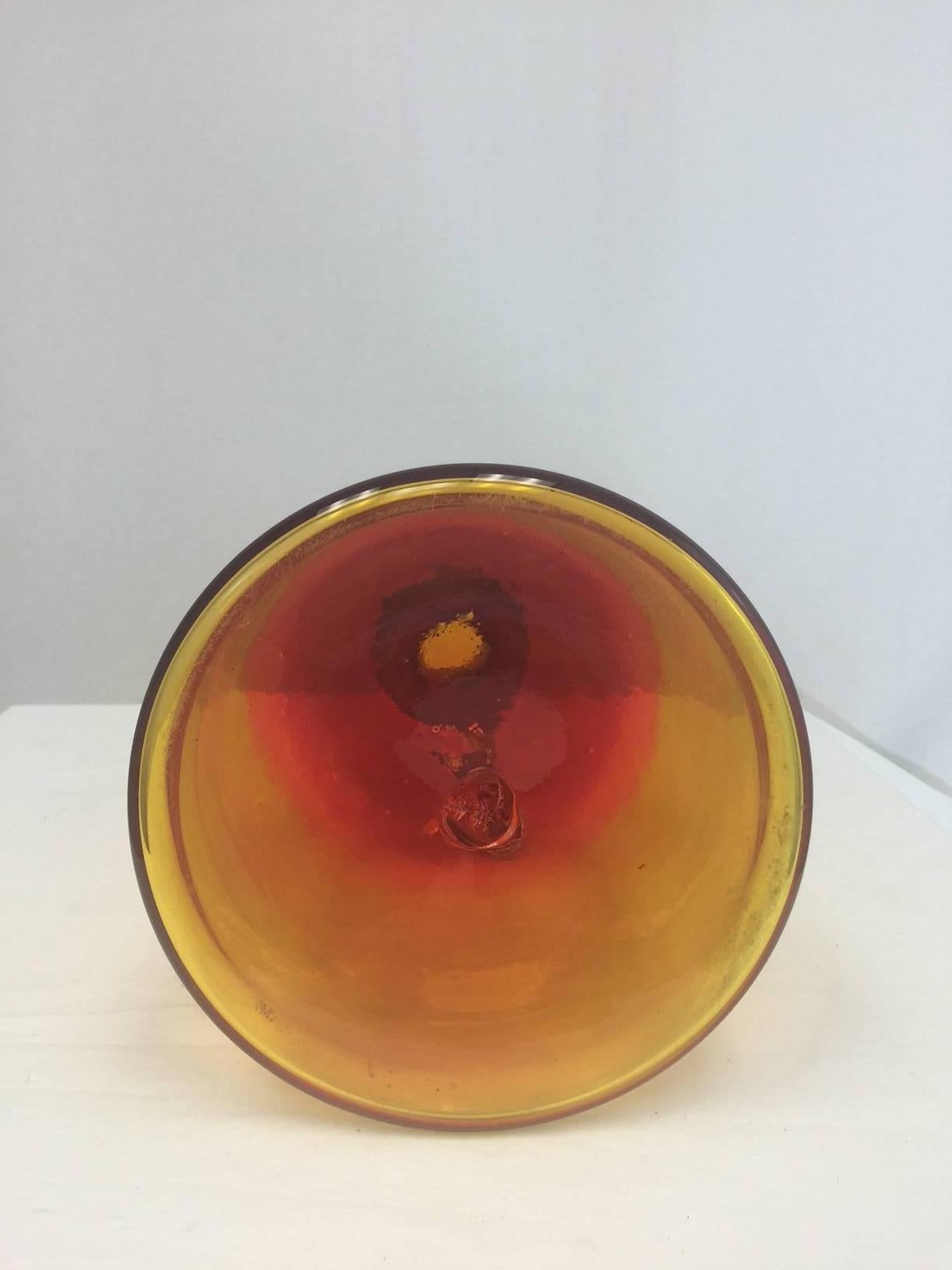 Mid-Century Modern Large Amberina Blown Glass Jug by Blenko For Sale
