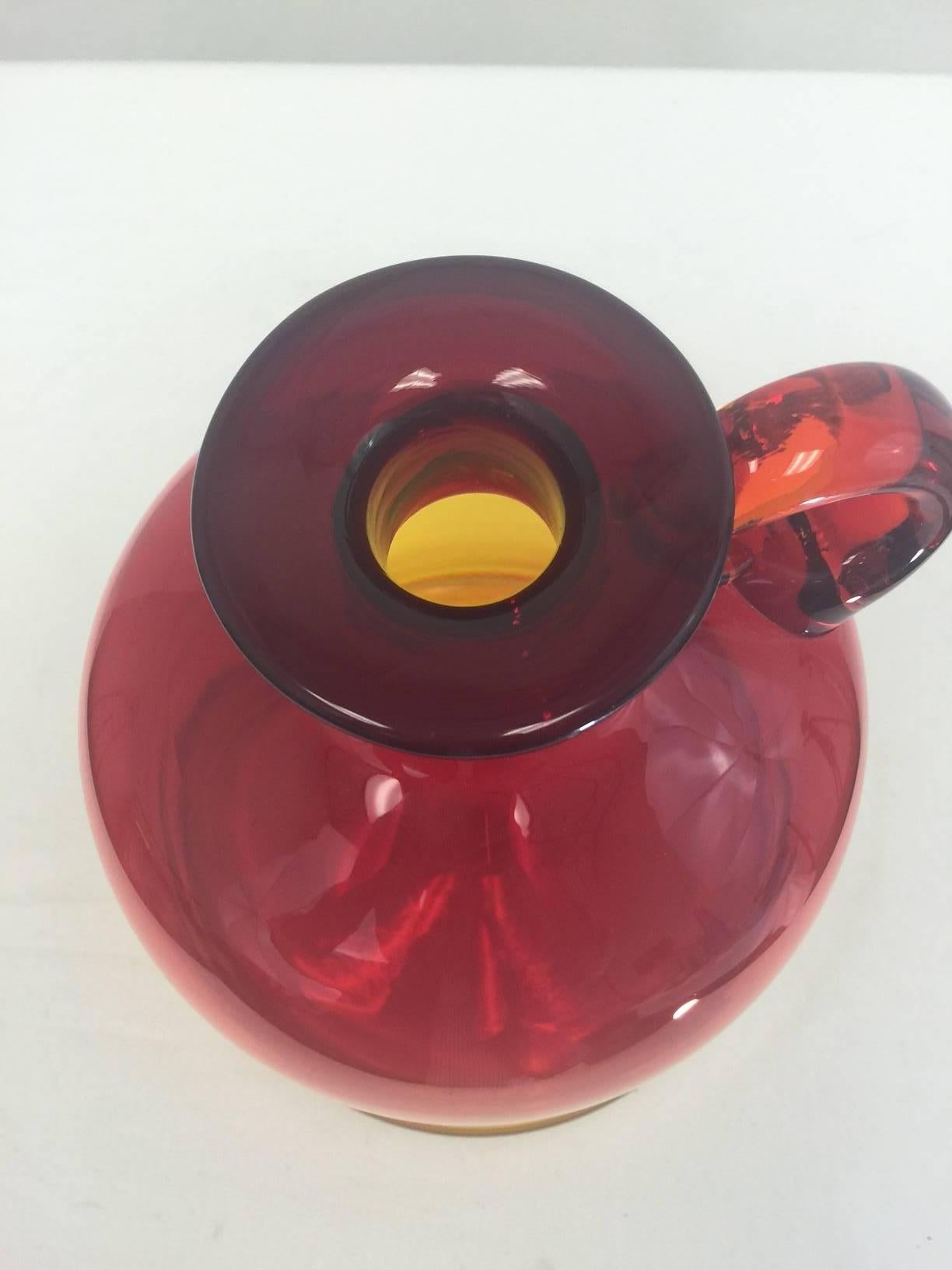 American Large Amberina Blown Glass Jug by Blenko For Sale