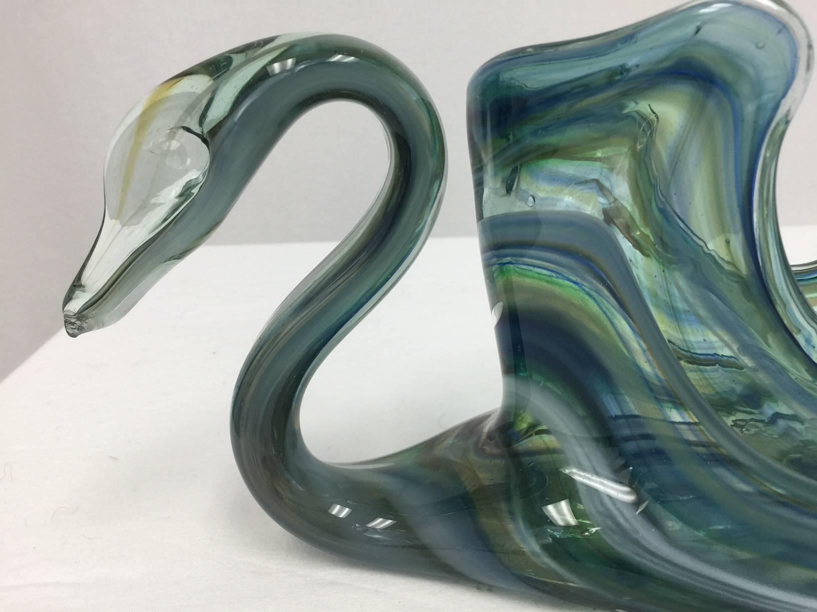 Mid-Century Modern Rare Swan Shaped Murano Centerpiece Bowl For Sale