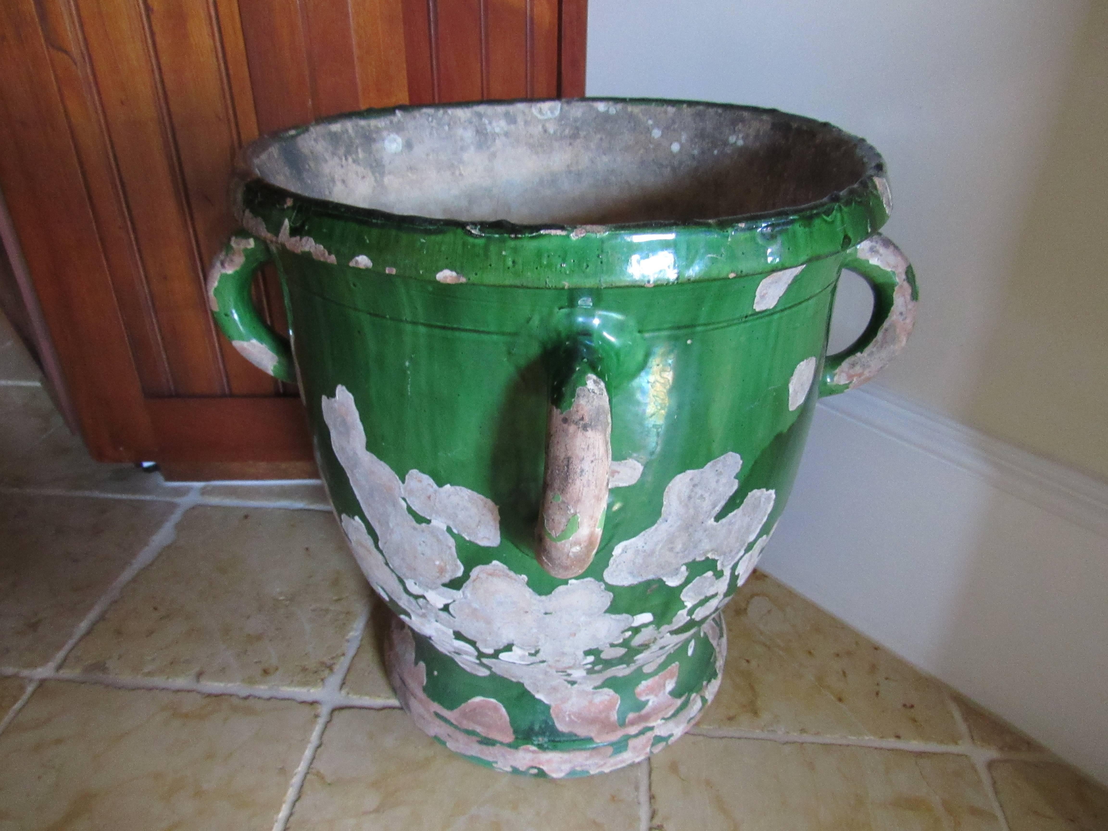 Hand-Crafted 19th Century French Emerald Green Urn  For Sale
