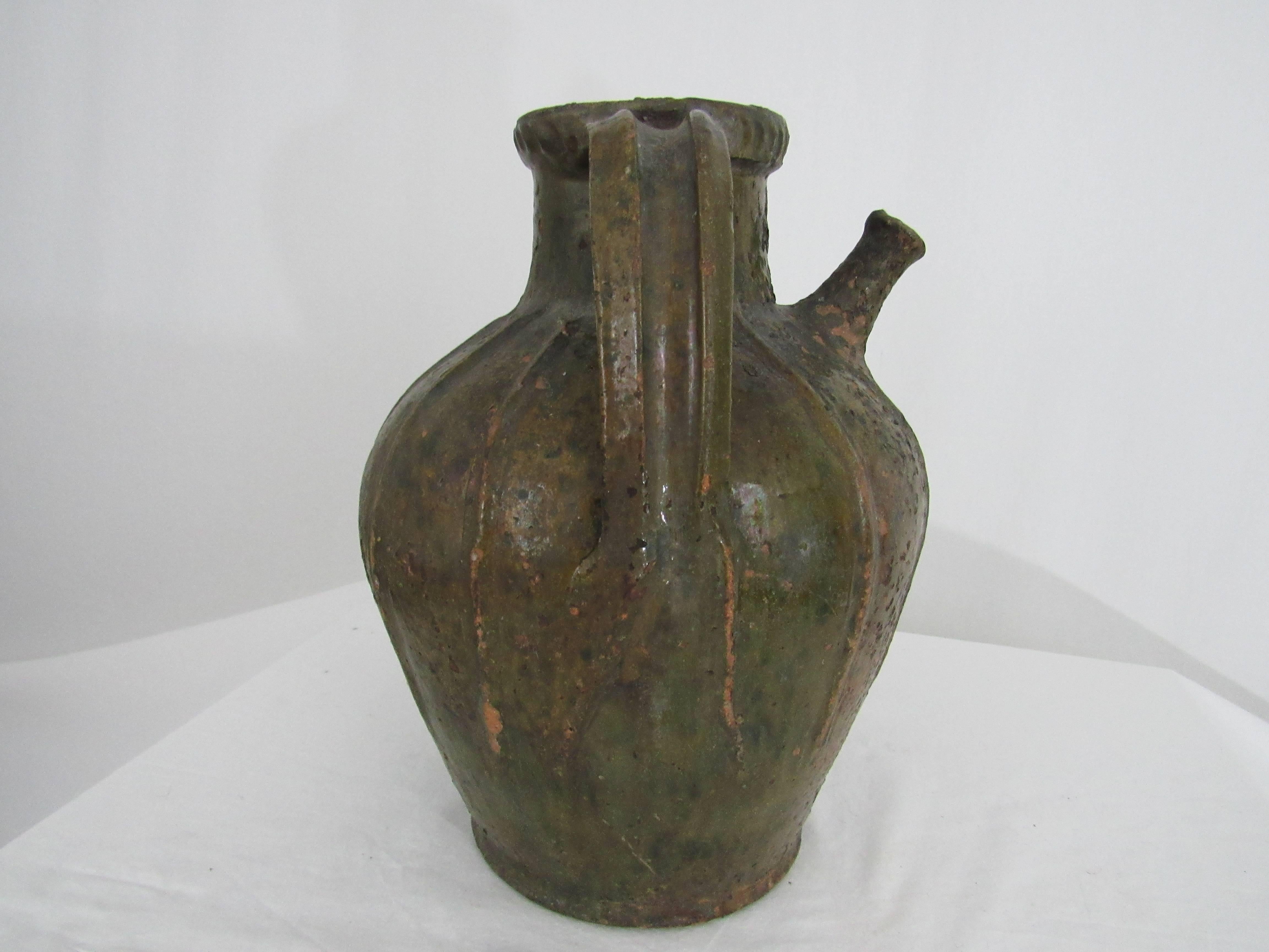 Rustic 19th Century Oil Jug from France For Sale