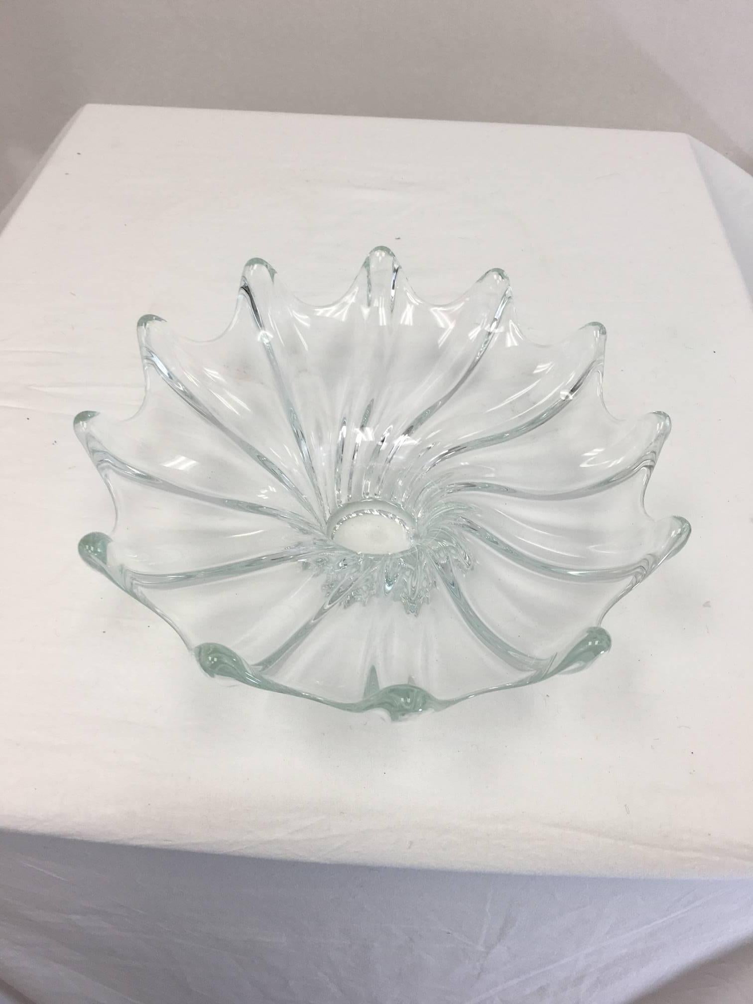 Vintage 1950s French clear art glass, marked.