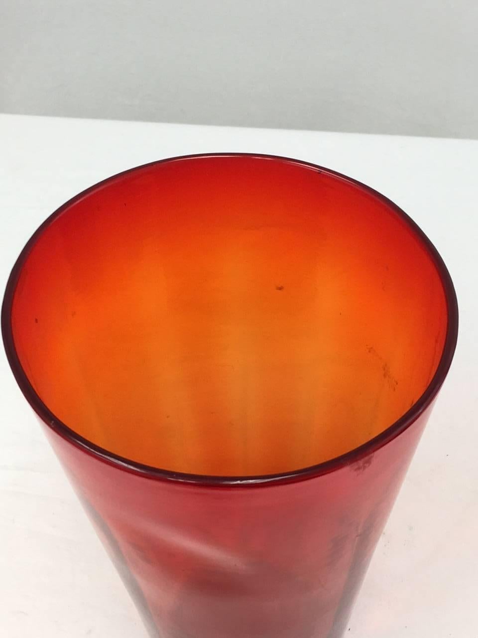 American Red Blenko Vase, Mid-Century Modern