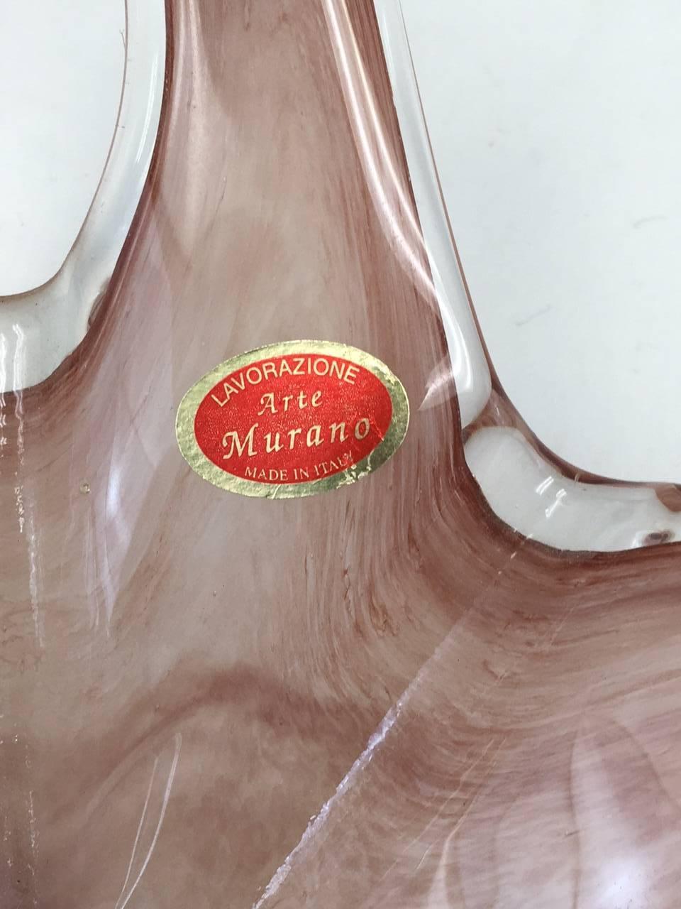 This very organic Murano piece is marked by Lavorazione and is handblown in colors ranging from pink to deep rose to mocha.