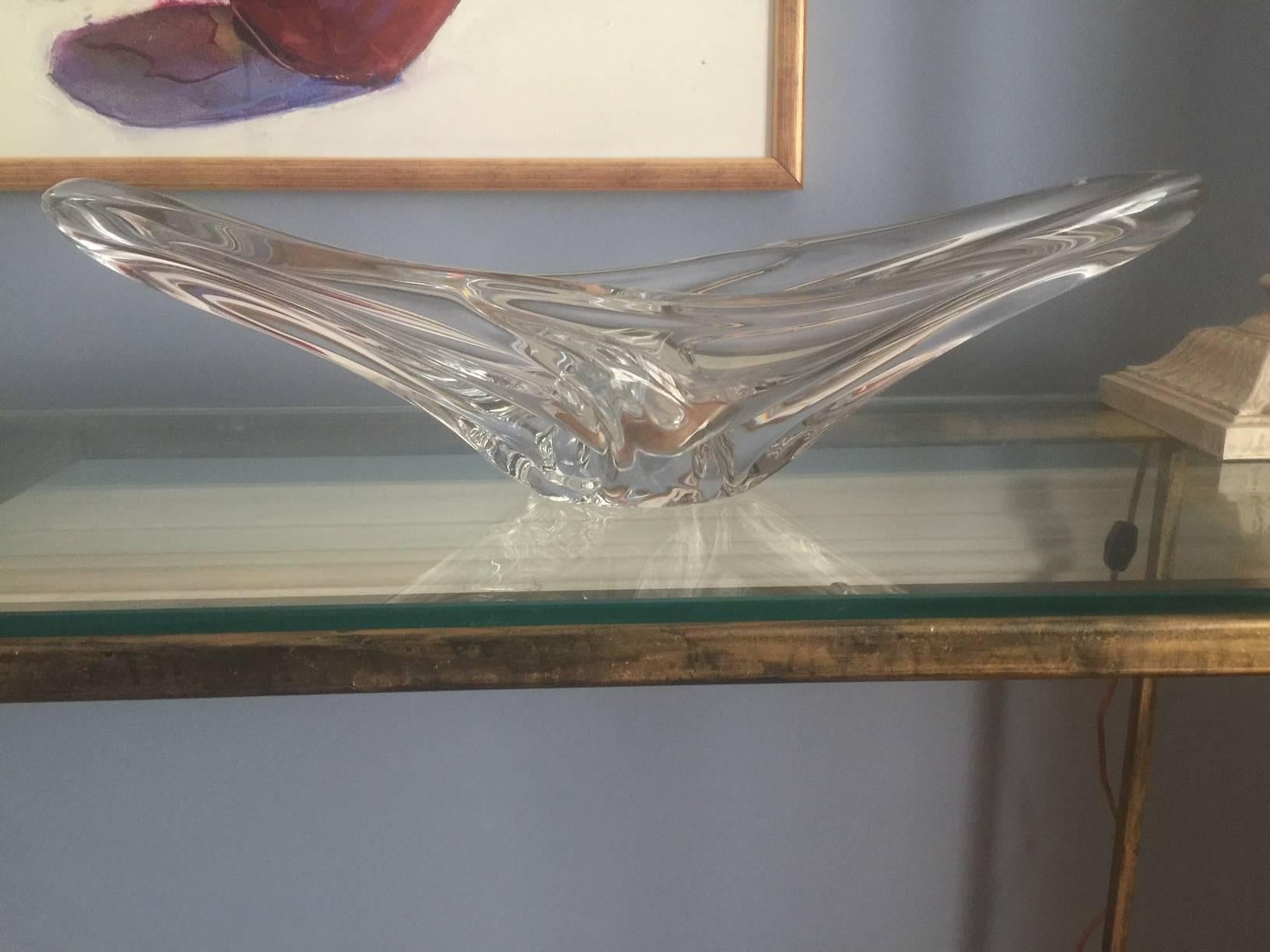 French Daum, France, Exquisite Crystal Centerpiece Bowl For Sale