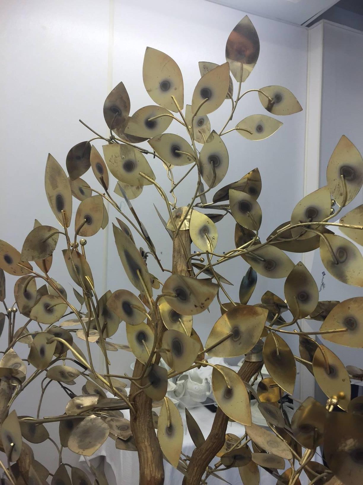 Curtis Jere Brass Tree Sculpture, Mid-Century Modern In Good Condition For Sale In Raleigh, NC