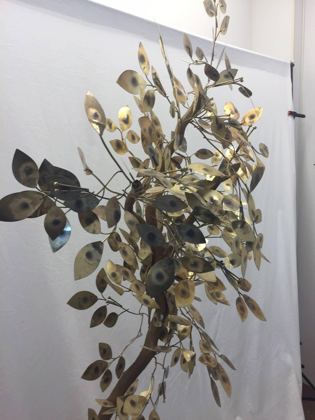 Late 20th Century Curtis Jere Brass Tree Sculpture, Mid-Century Modern For Sale