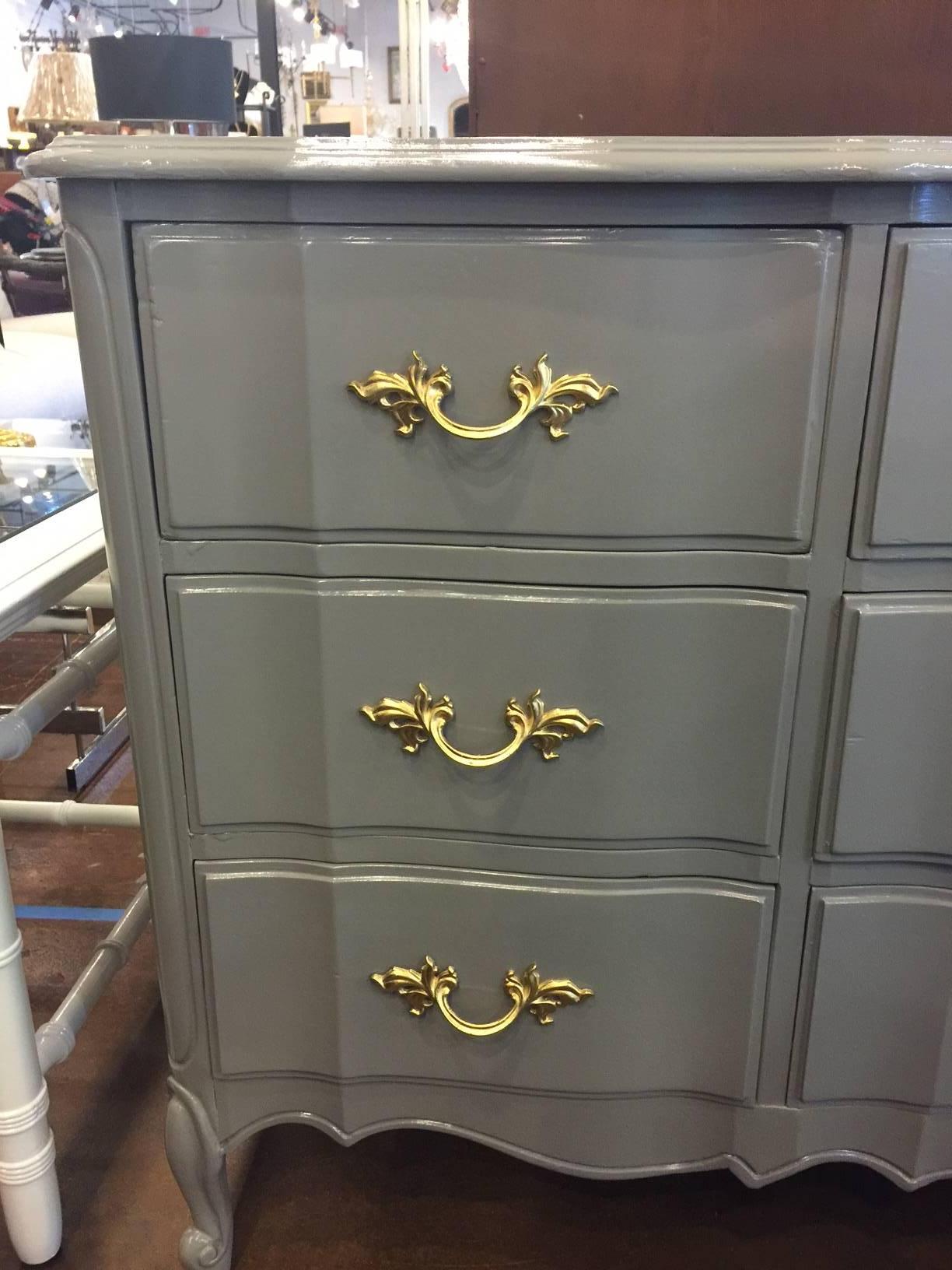 French Provincial Stunning Dixie Nine-Drawer Dresser Lacquered