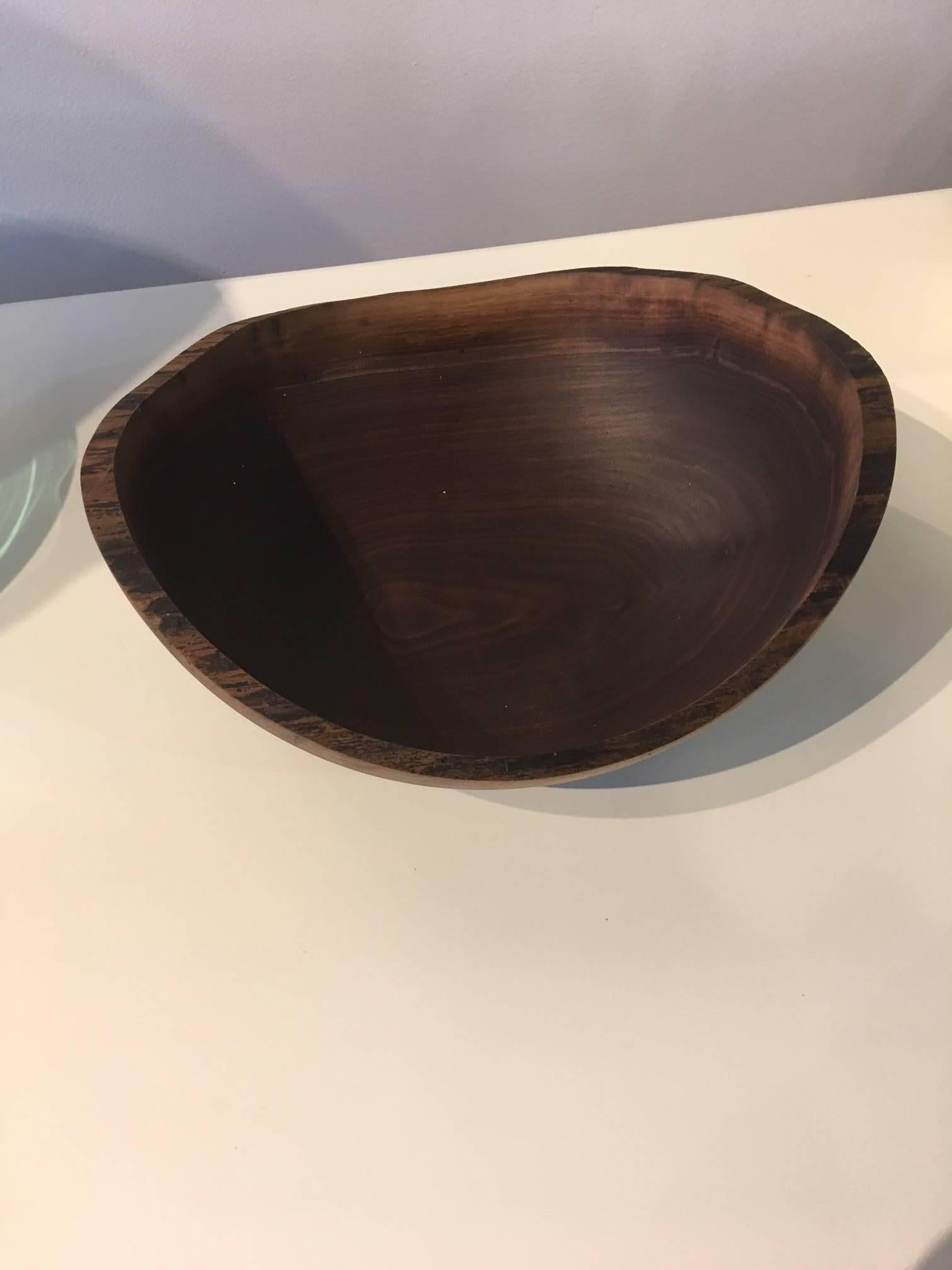 American Handcrafted Raw Edge Walnut Bowl