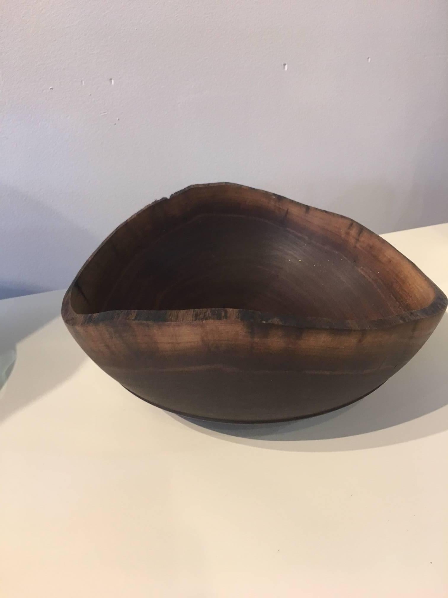Hand-Crafted Handcrafted Raw Edge Walnut Bowl