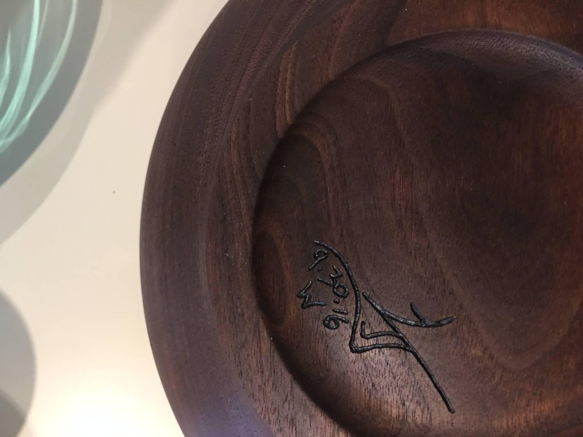 Handcrafted Raw Edge Walnut Bowl In Excellent Condition In Raleigh, NC