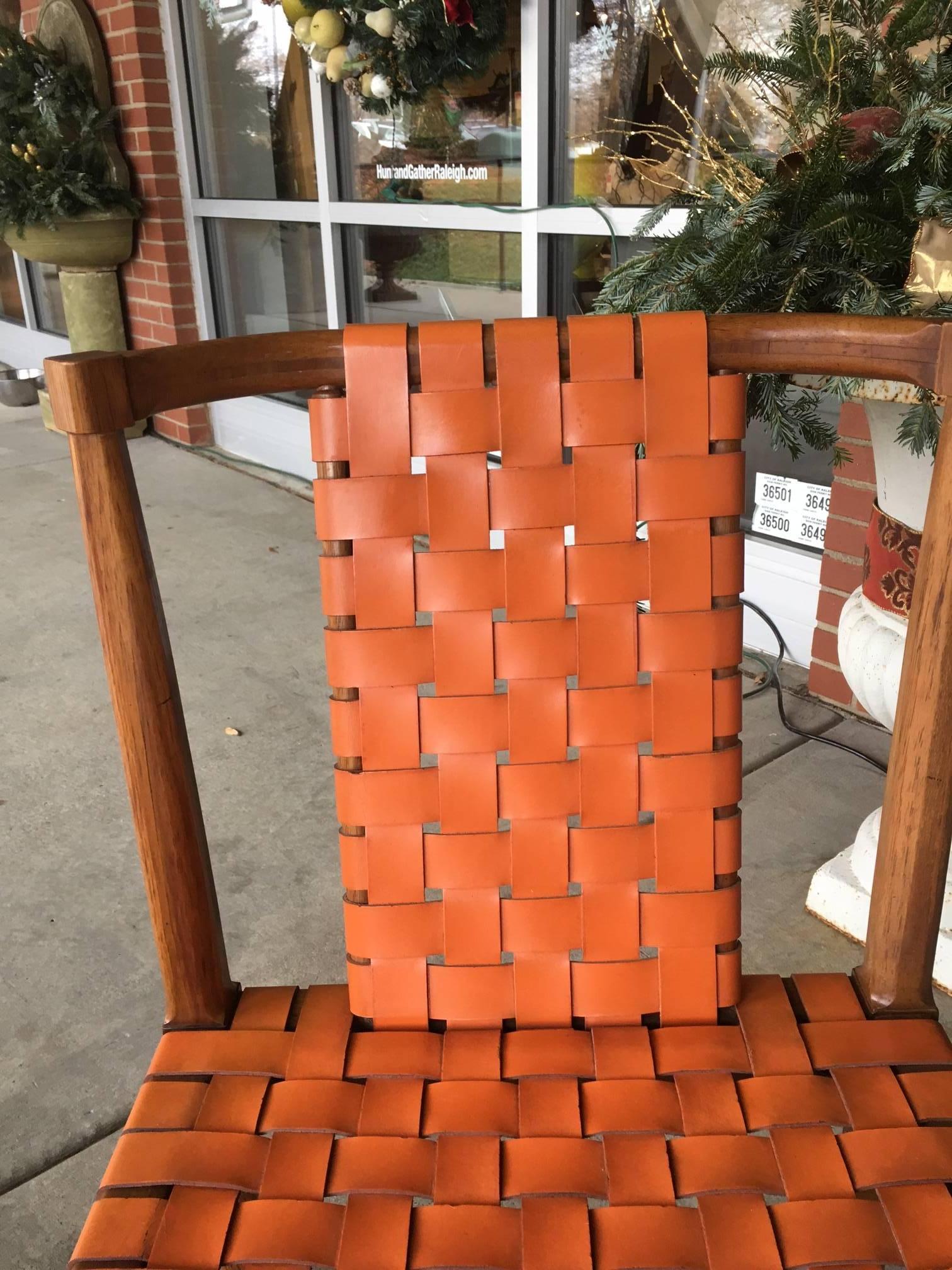 20th Century Set of Six Leather Strap Dining Chairs by Tomlinson