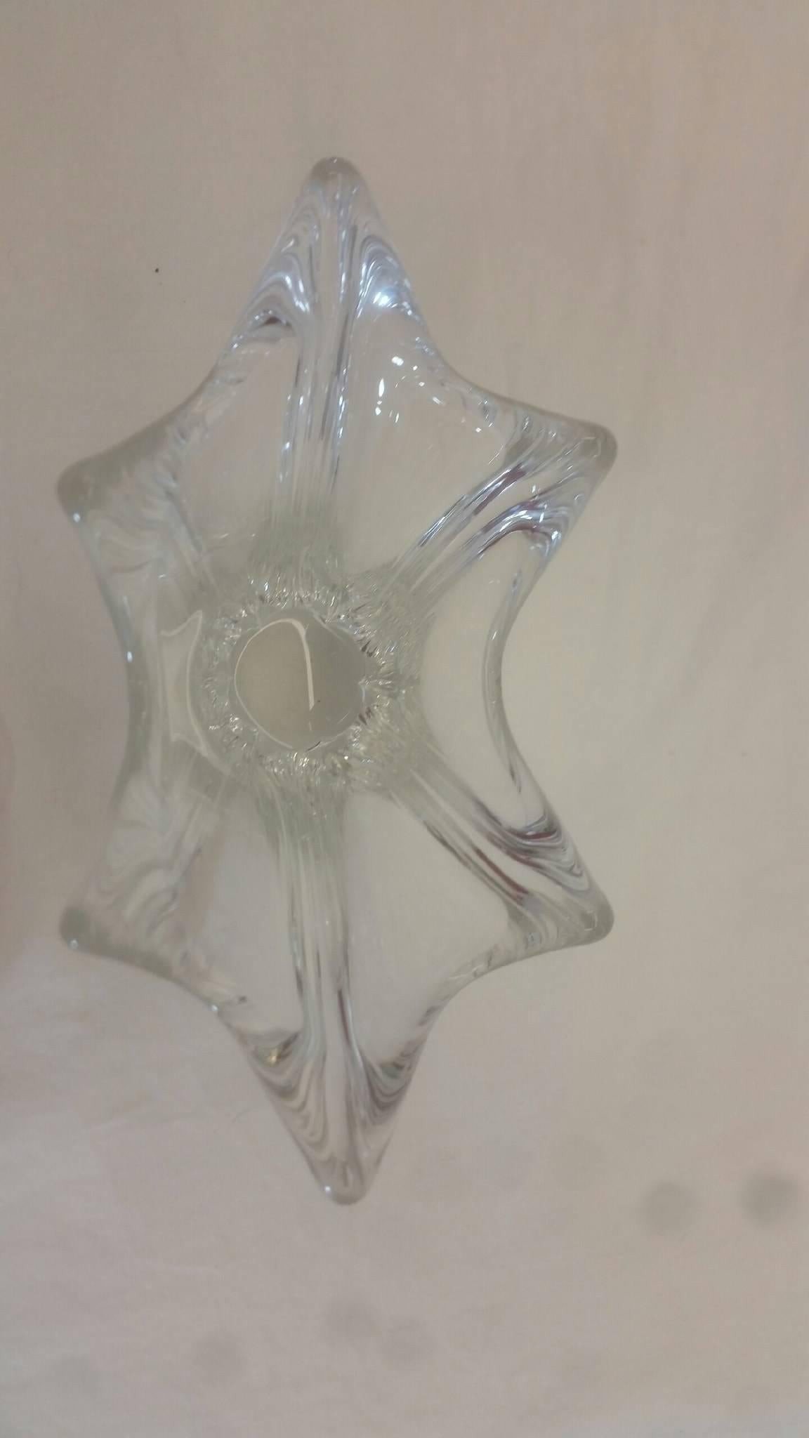Modern Daum, France Crystal Free-Form Vase, Signed For Sale