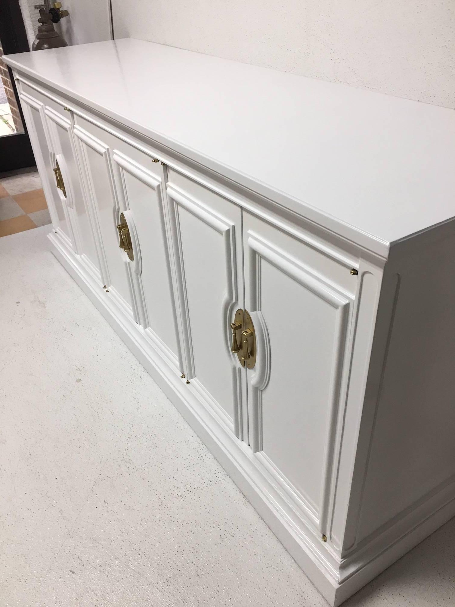 Late 20th Century Hickory White Lacquered Credenza