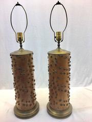 Vintage Wallpaper Roller Lamp with Brass- 1 remaining