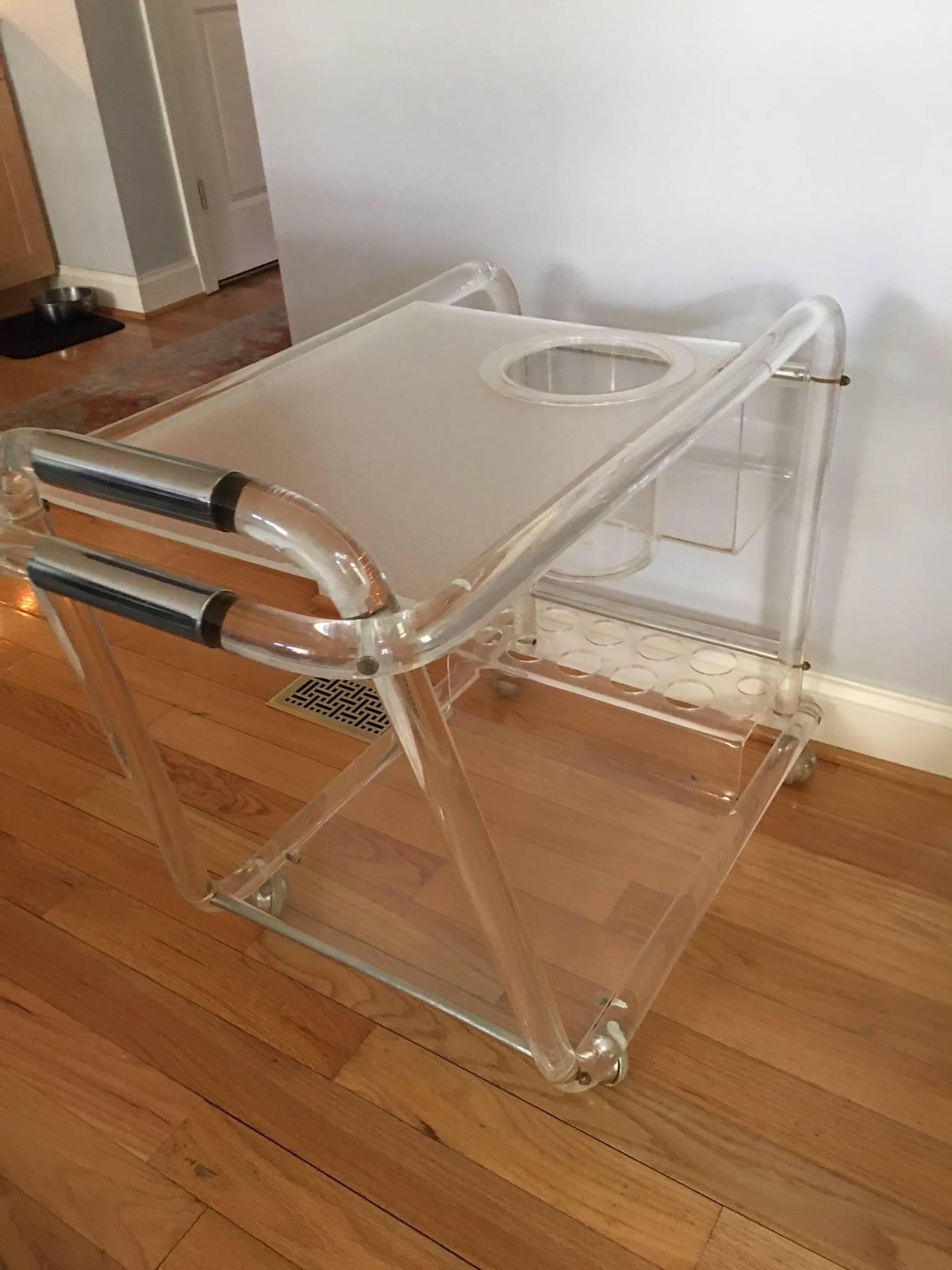 American Midcentury Lucite Bar Cart