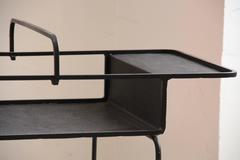 Mathieu Mategot Table and Magazine Rack, Black Lacquered Rigitule