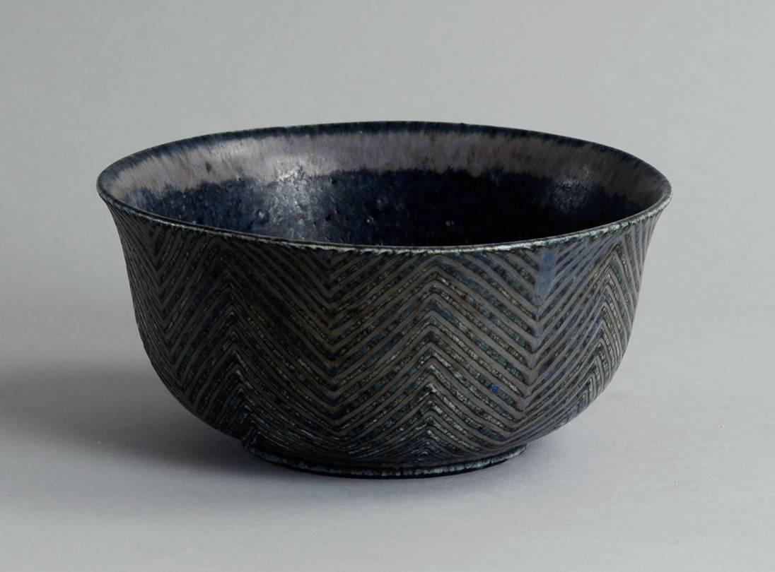 Danish Bowl with Blue Glaze by Axel Salto For Sale